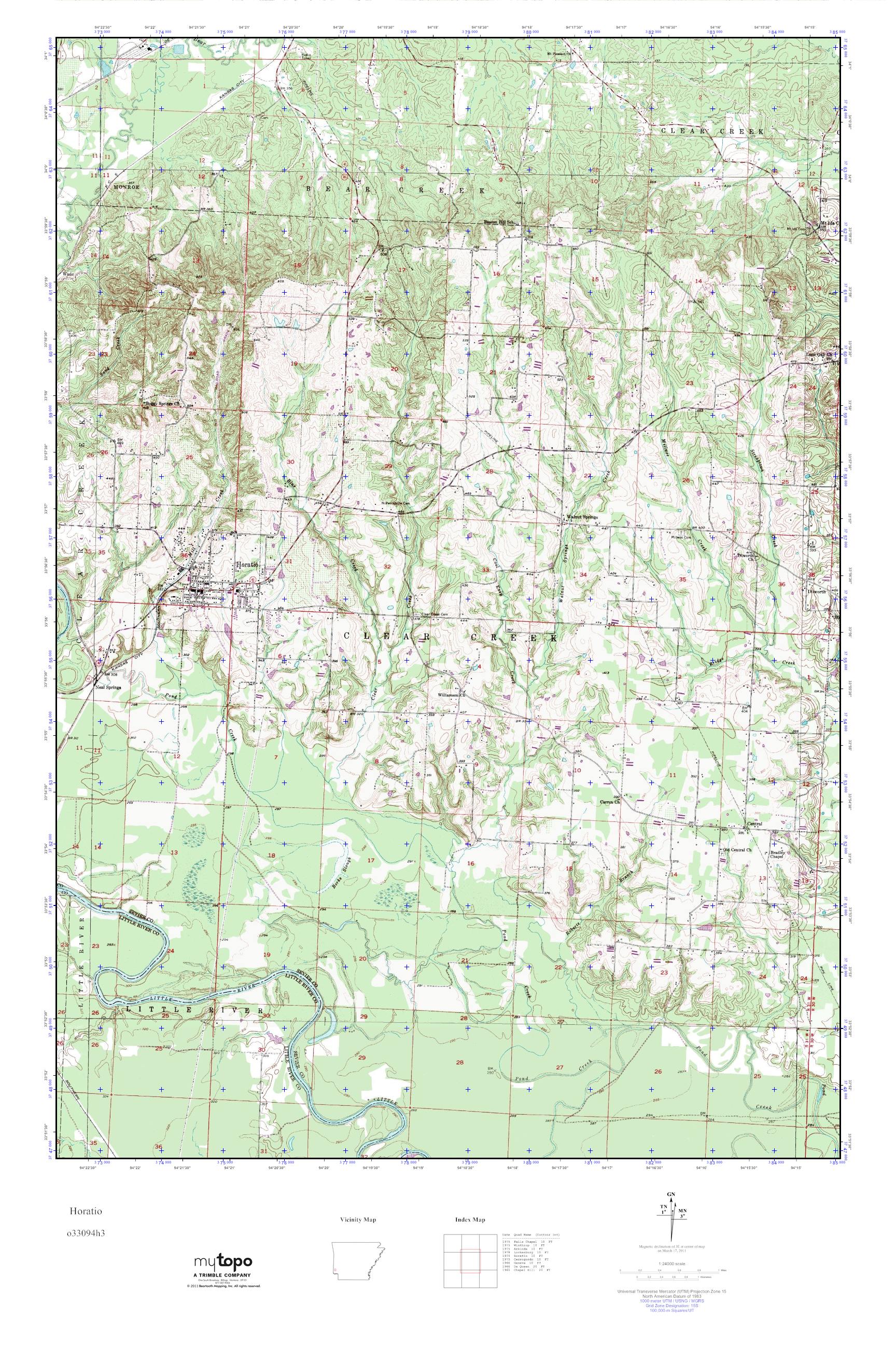 MyTopo Horatio, Arkansas USGS Quad Topo Map