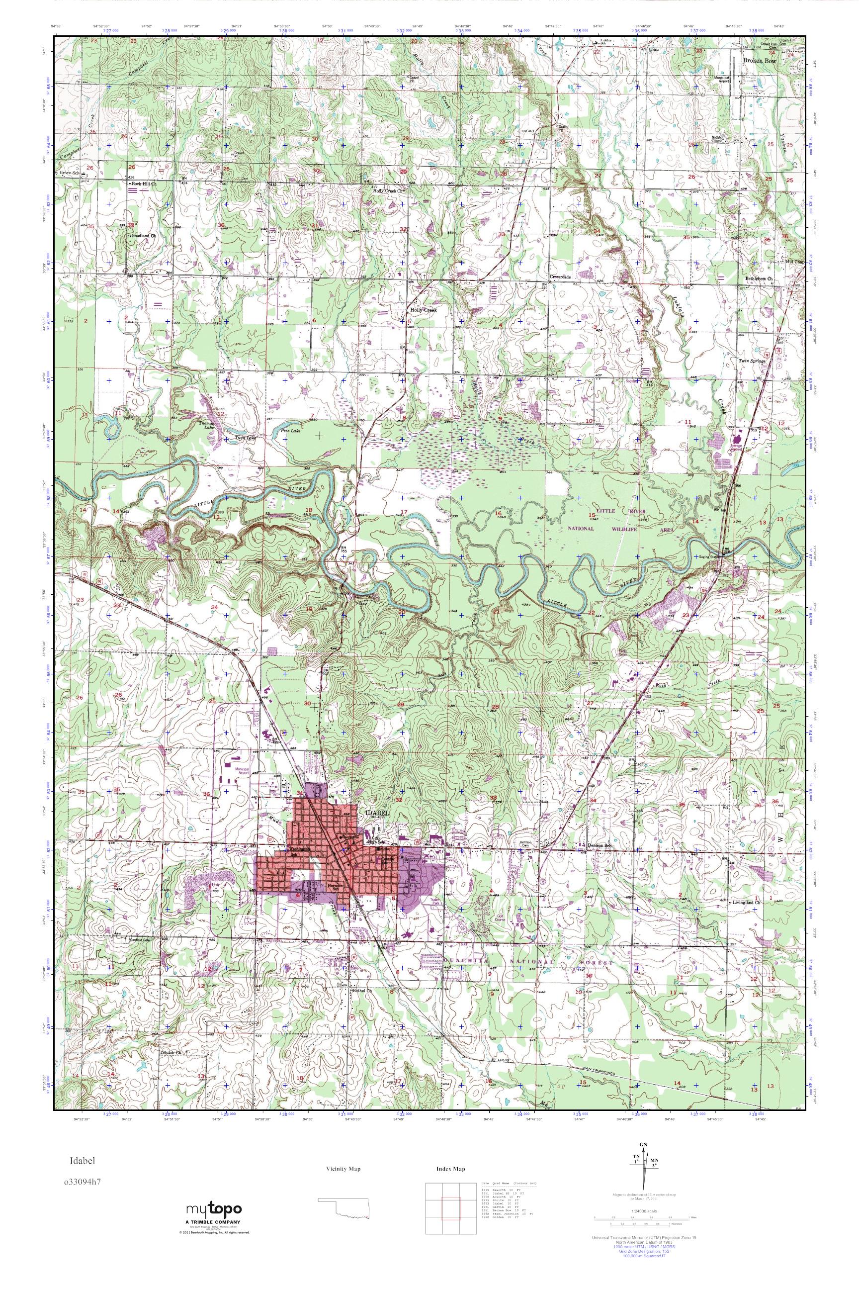 MyTopo Idabel, Oklahoma USGS Quad Topo Map