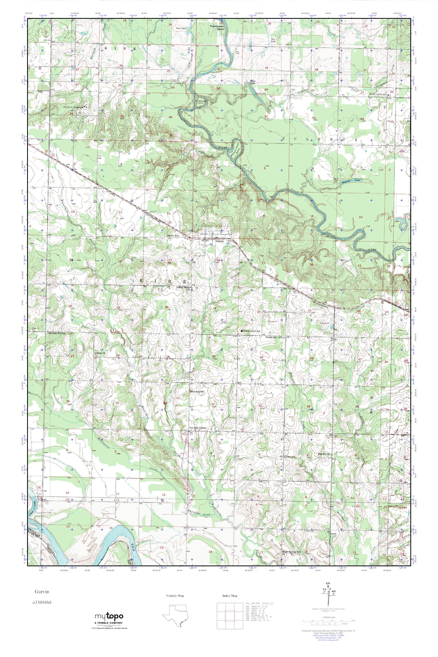 MyTopo Garvin, Oklahoma USGS Quad Topo Map