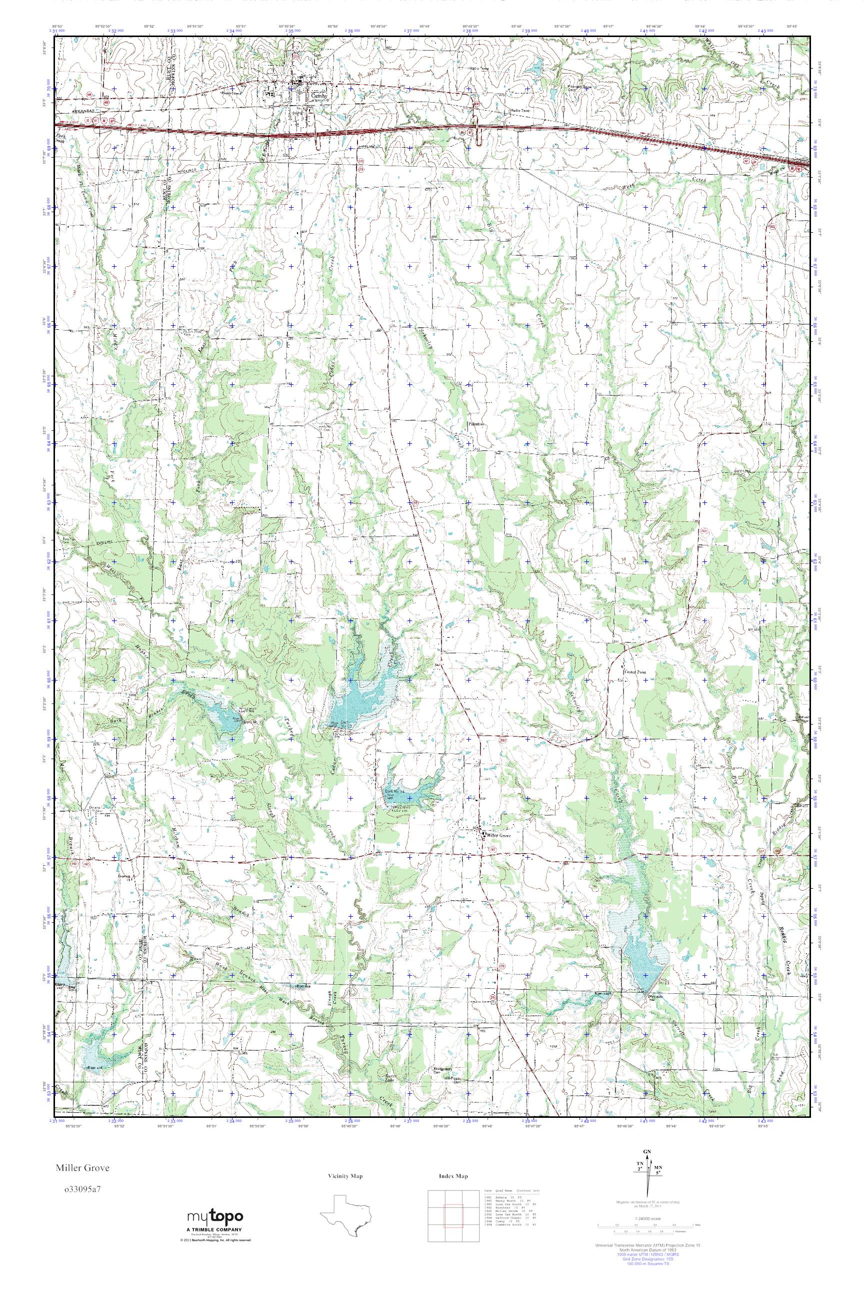 MyTopo Miller Grove, Texas USGS Quad Topo Map