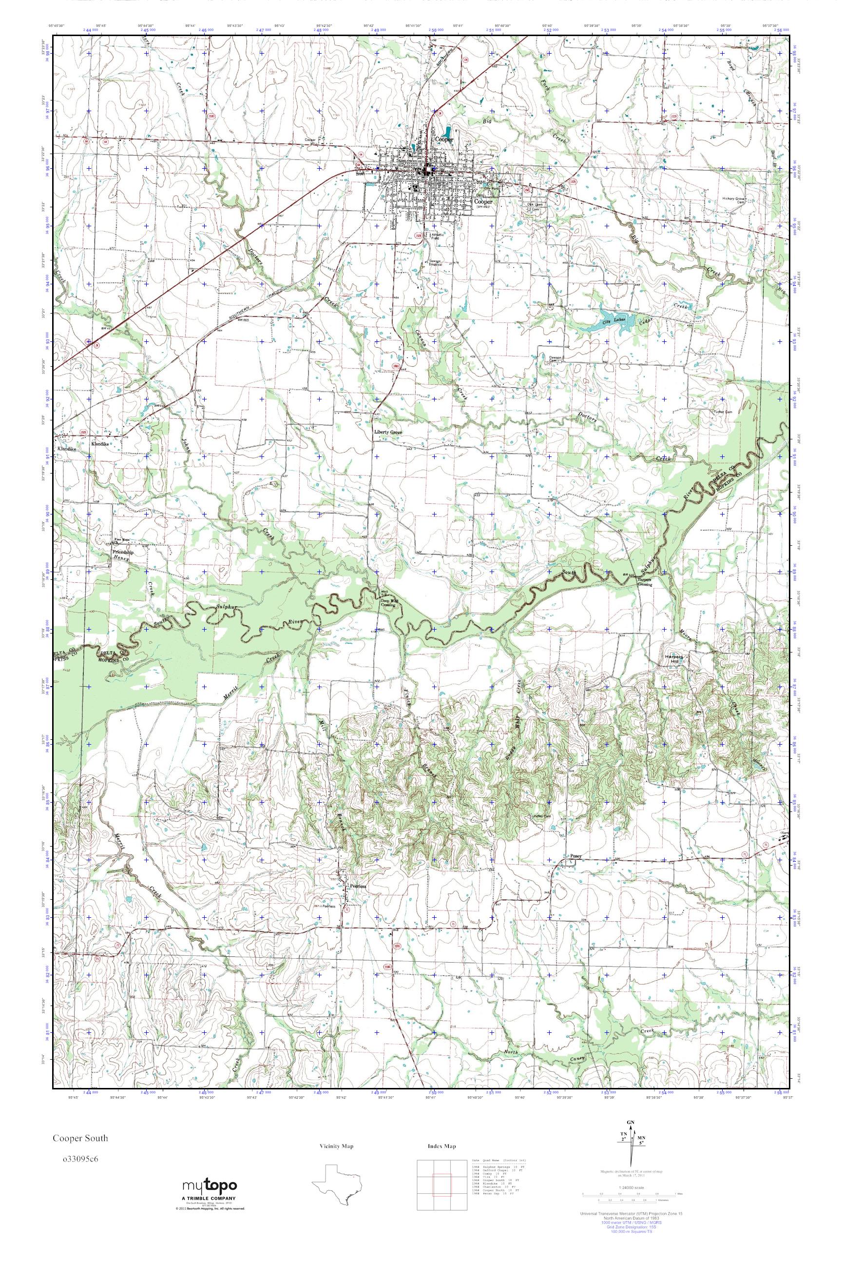 MyTopo Cooper South, Texas USGS Quad Topo Map