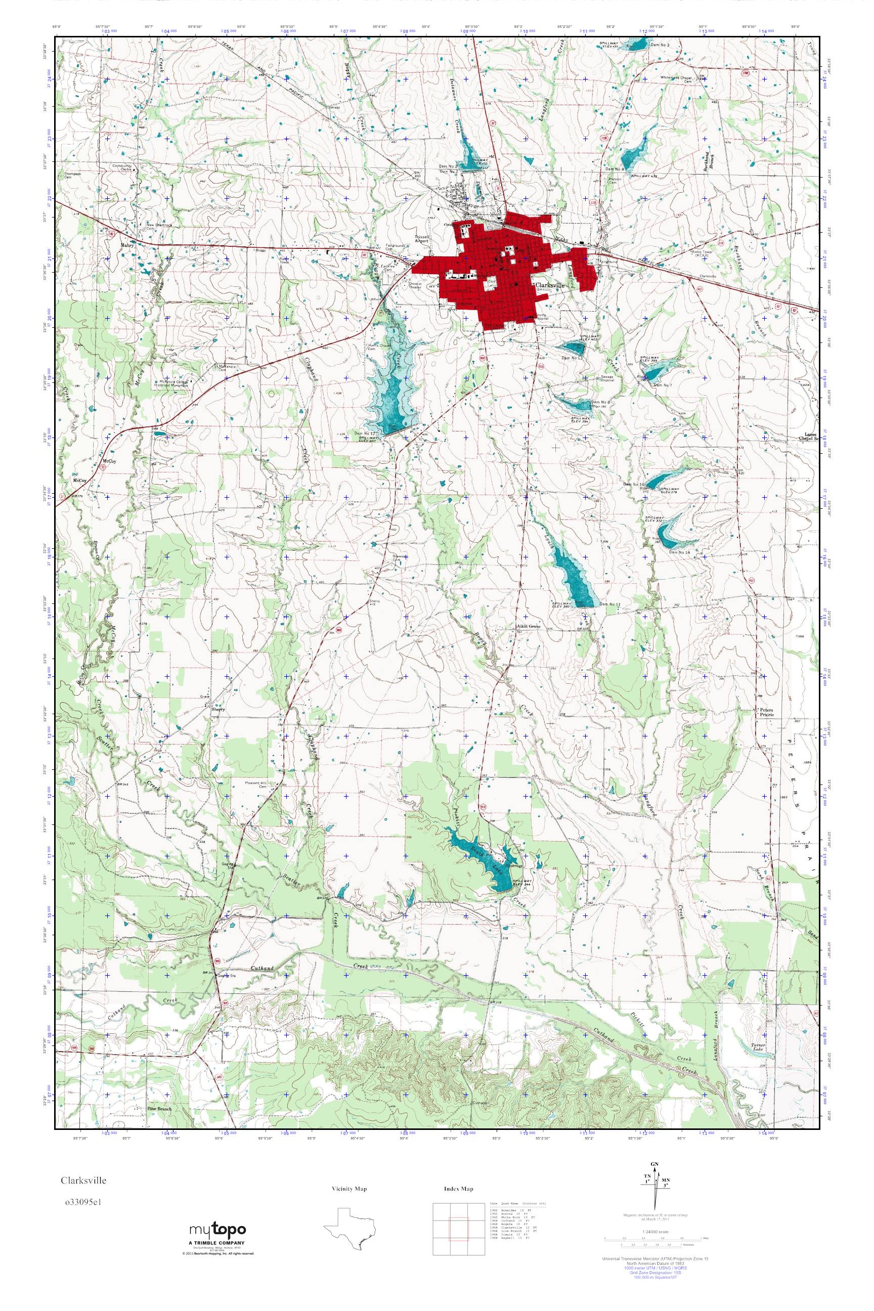 MyTopo Clarksville, Texas USGS Quad Topo Map