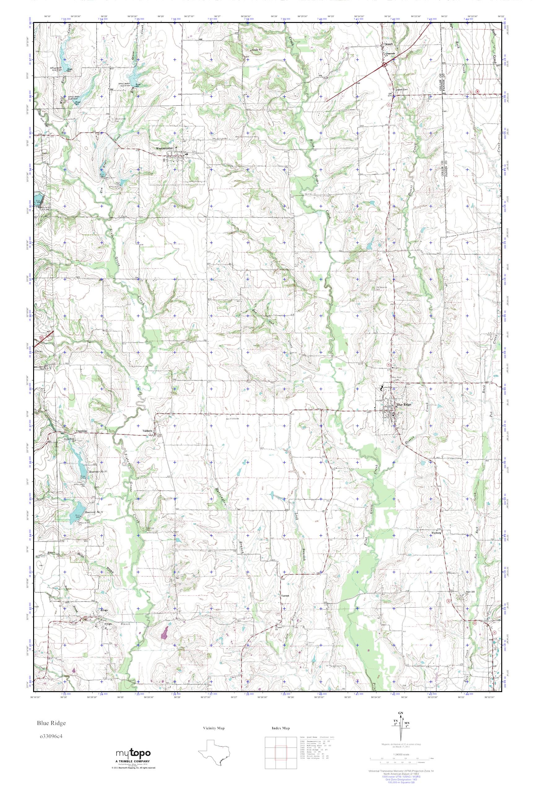 MyTopo Blue Ridge, Texas USGS Quad Topo Map