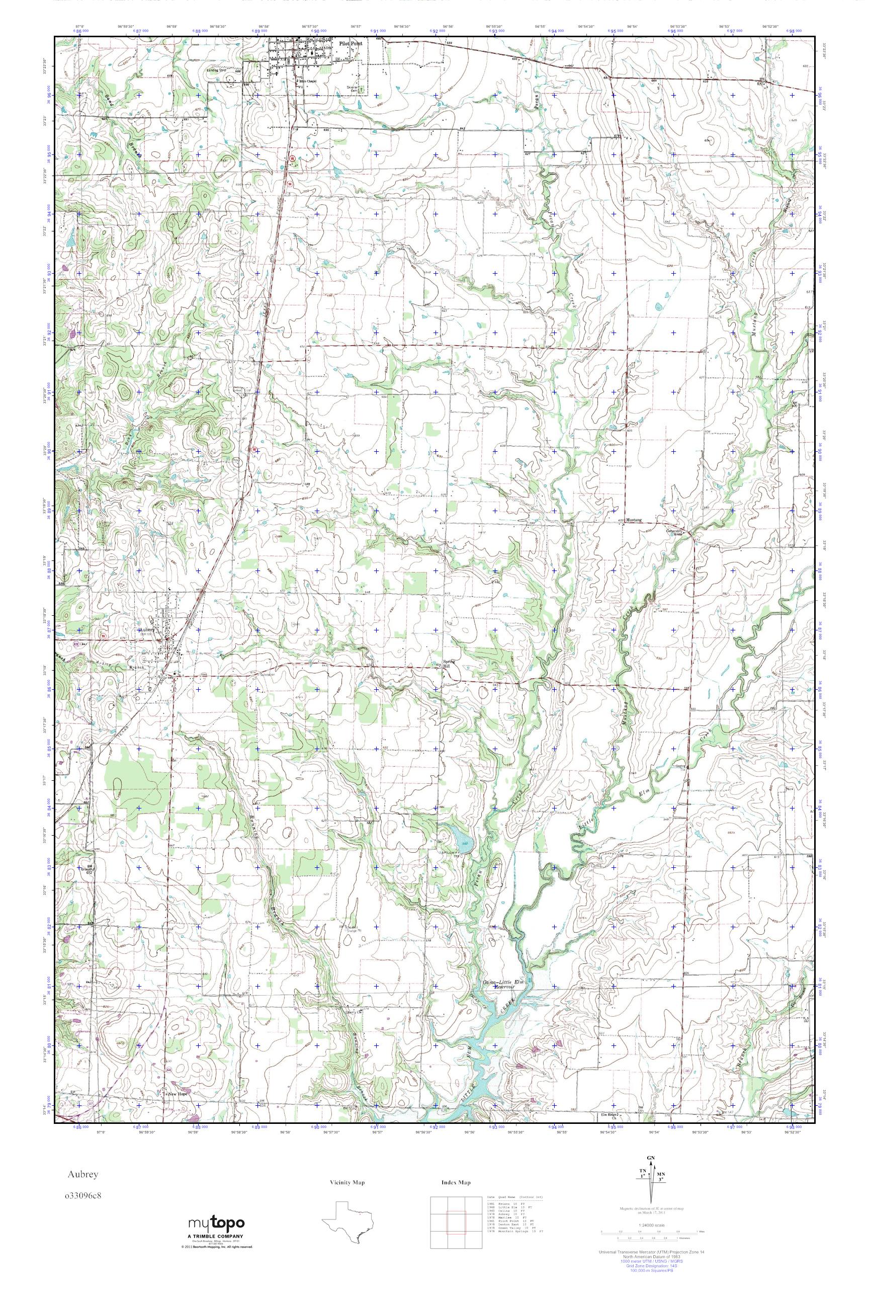 MyTopo Aubrey, Texas USGS Quad Topo Map