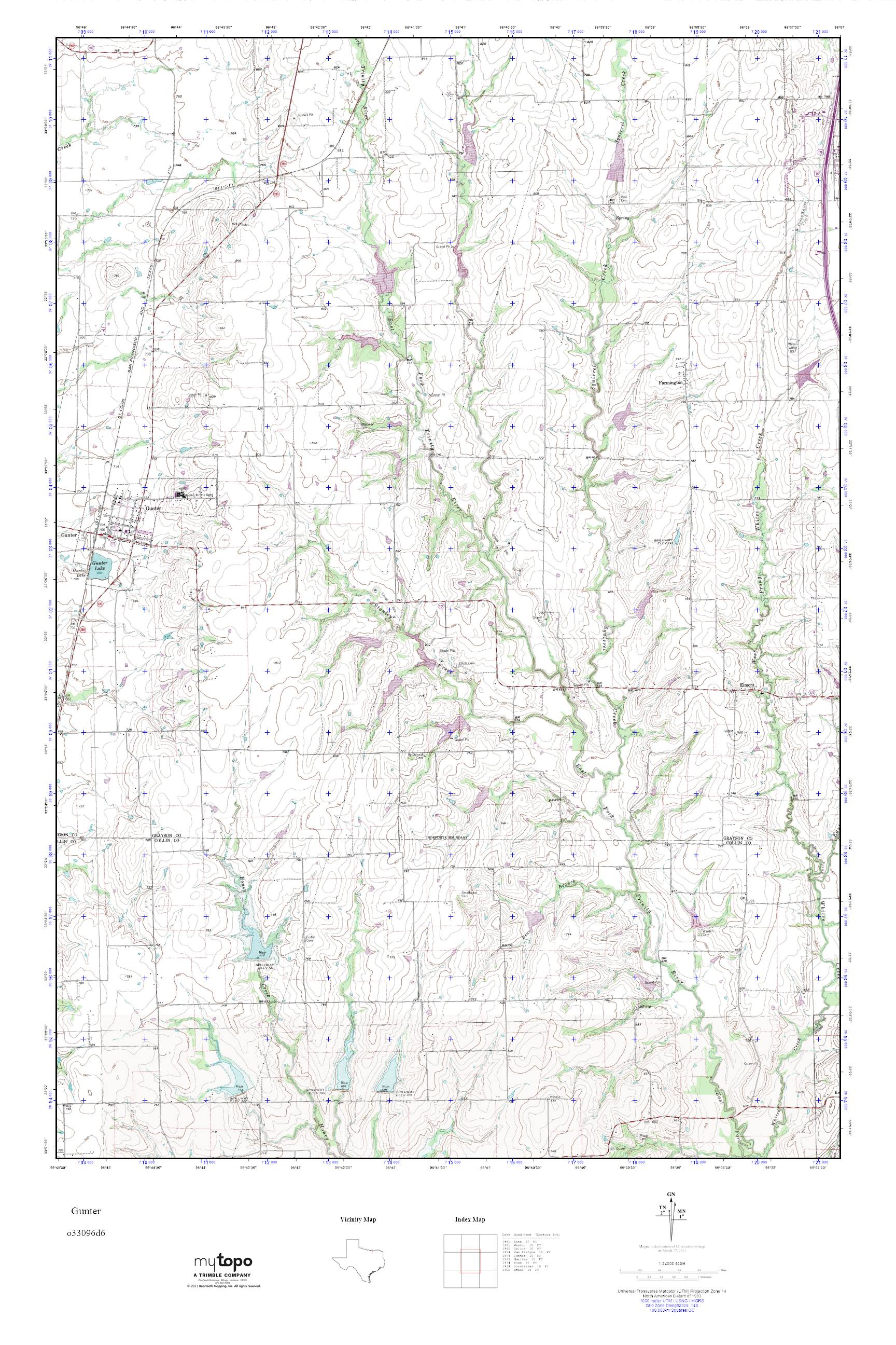 MyTopo Gunter, Texas USGS Quad Topo Map