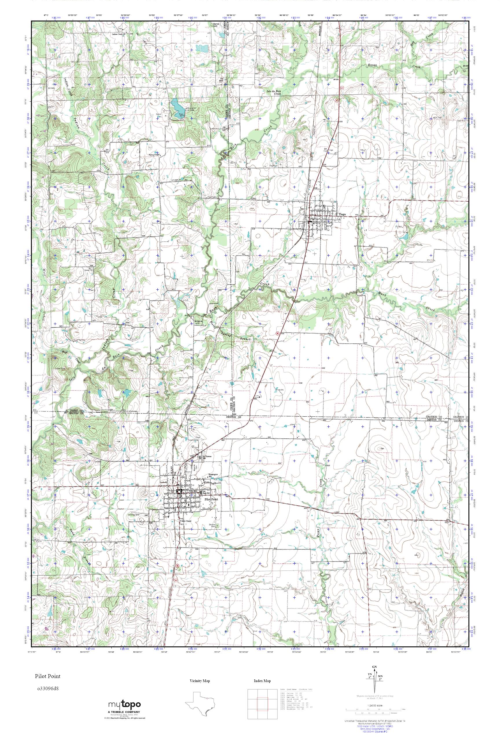 MyTopo Pilot Point, Texas USGS Quad Topo Map
