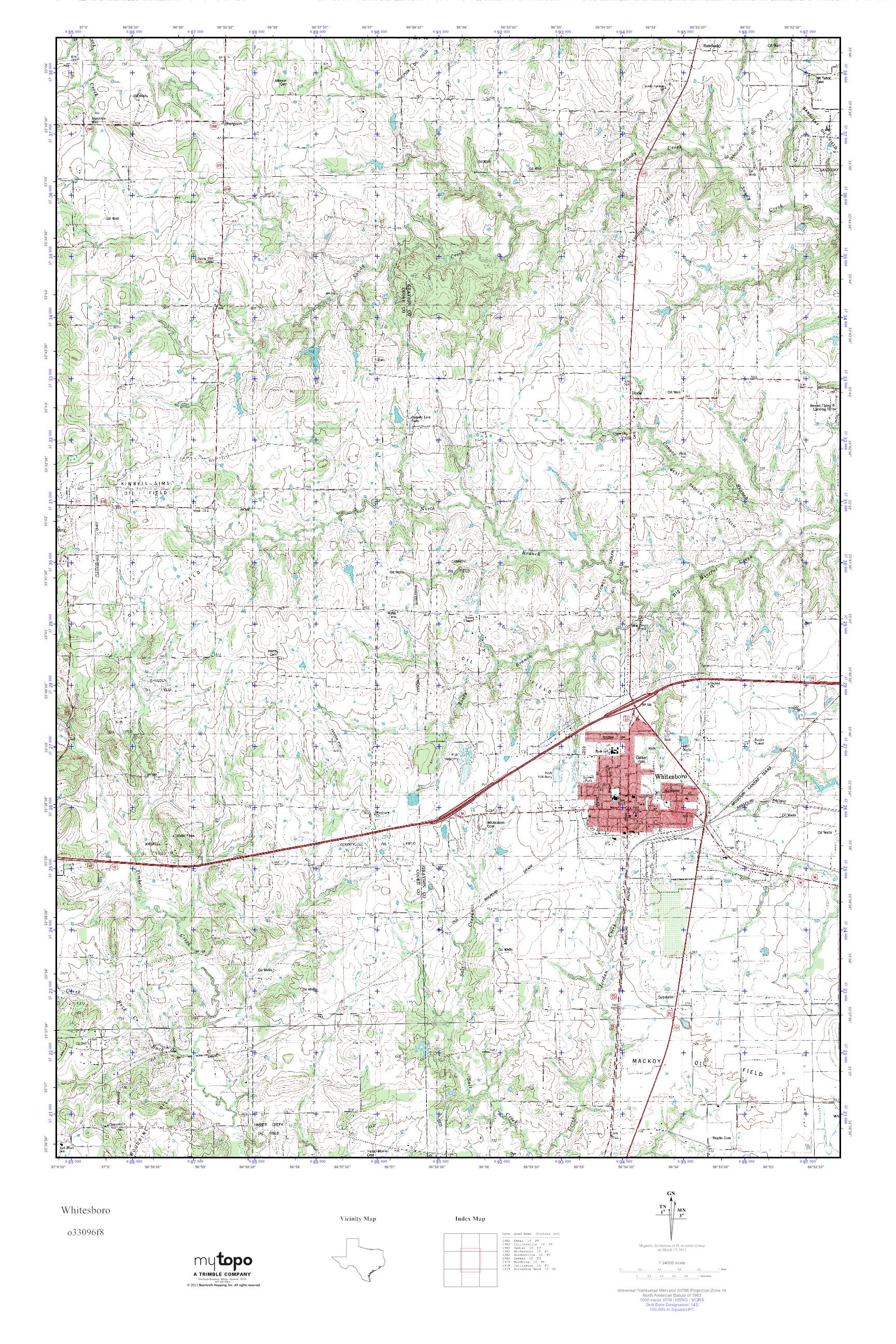 MyTopo Whitesboro, Texas USGS Quad Topo Map