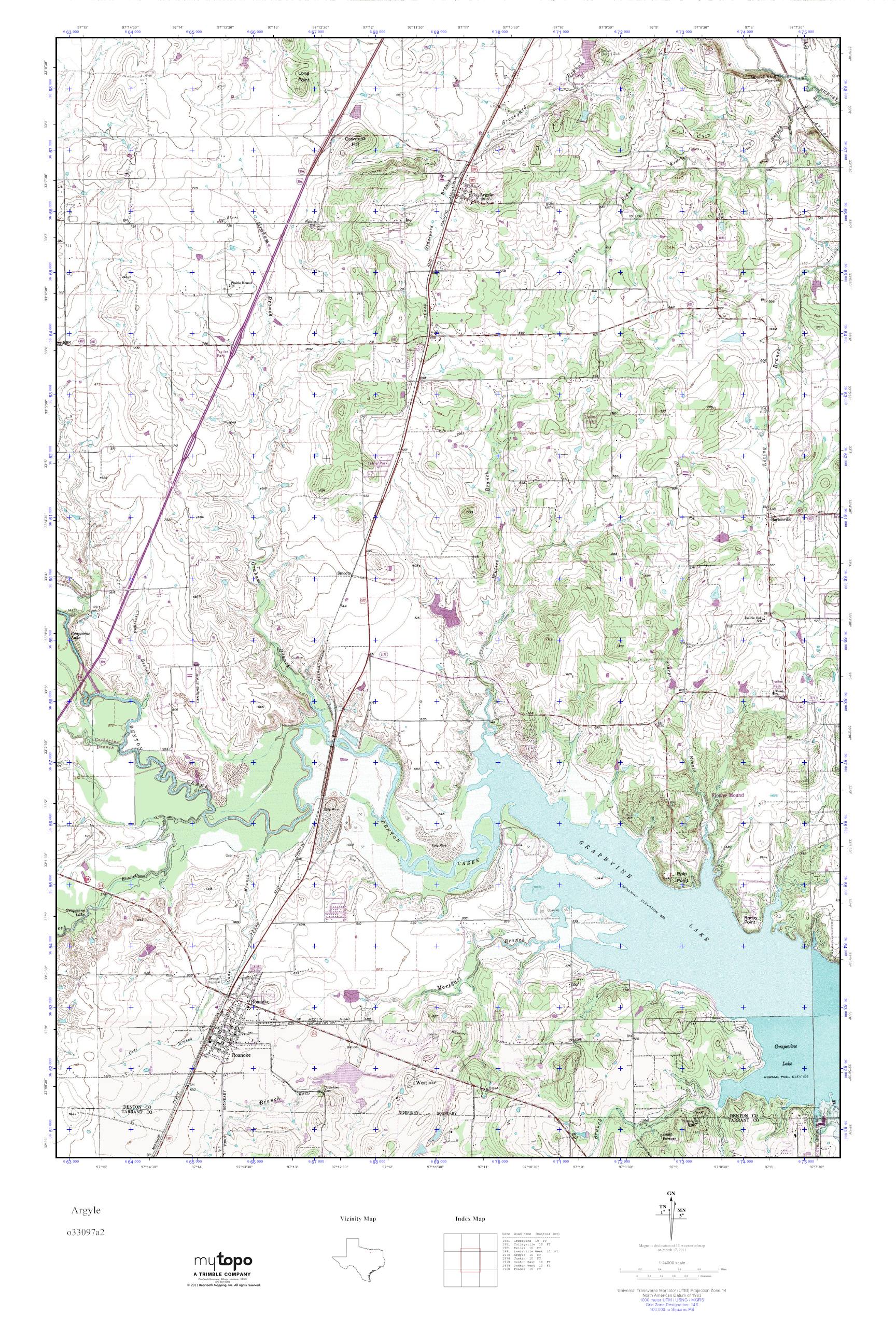 MyTopo Argyle, Texas USGS Quad Topo Map