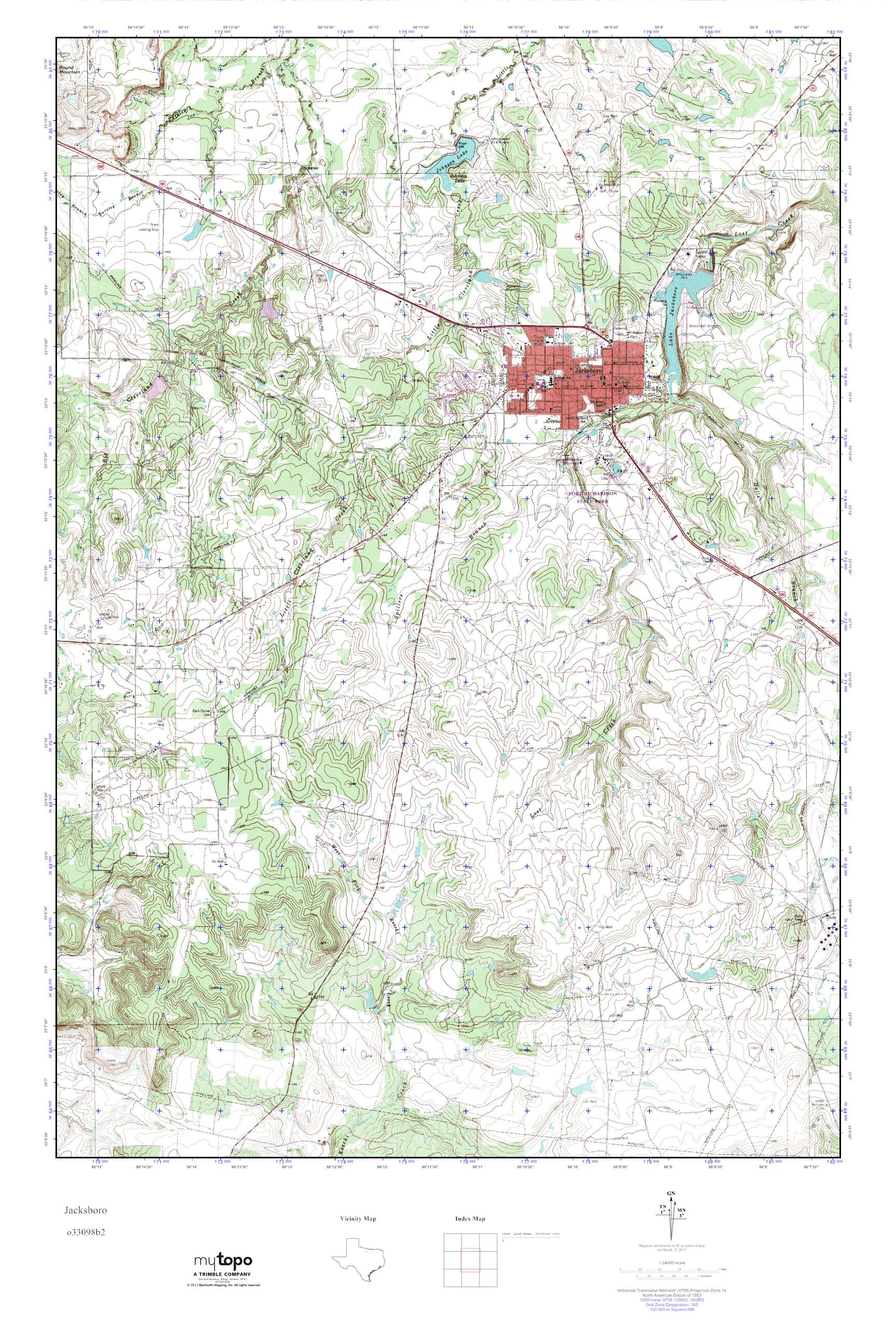 MyTopo Jacksboro, Texas USGS Quad Topo Map
