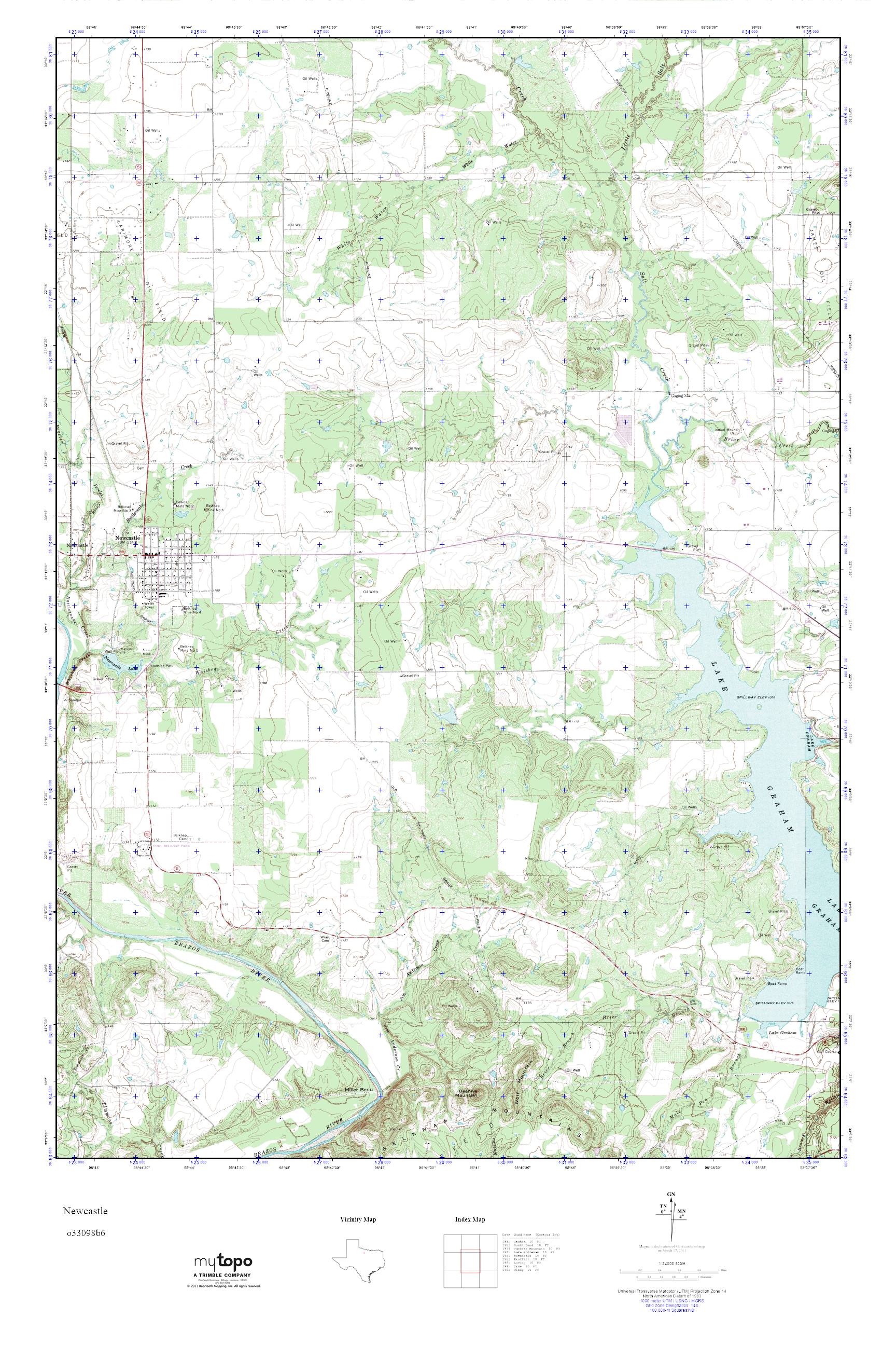 MyTopo Newcastle, Texas USGS Quad Topo Map