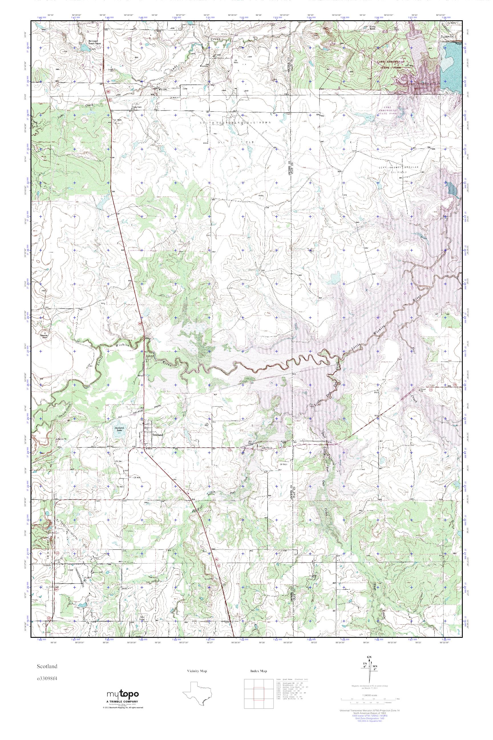 MyTopo Scotland, Texas USGS Quad Topo Map