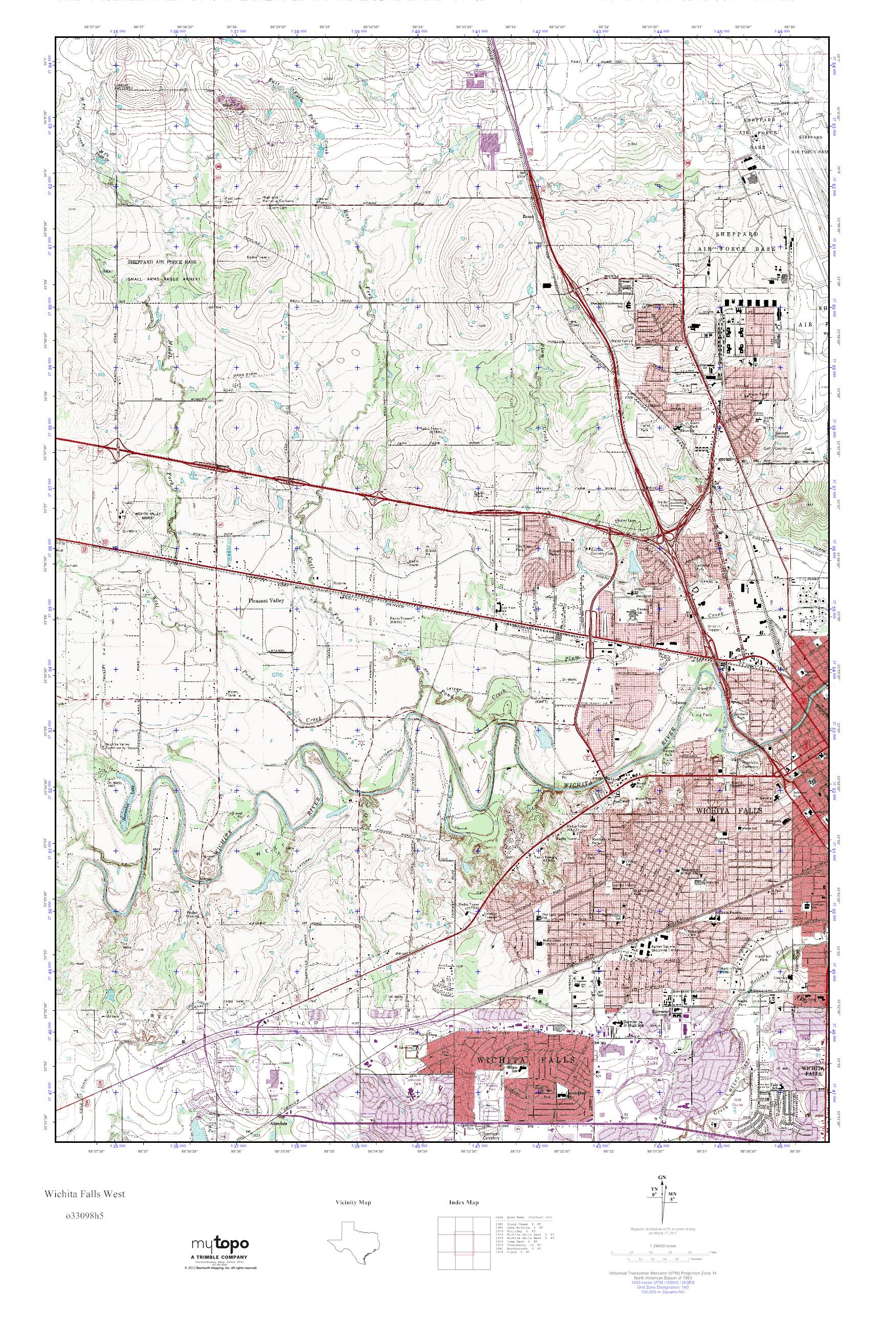 MyTopo Wichita Falls West, Texas USGS Quad Topo Map