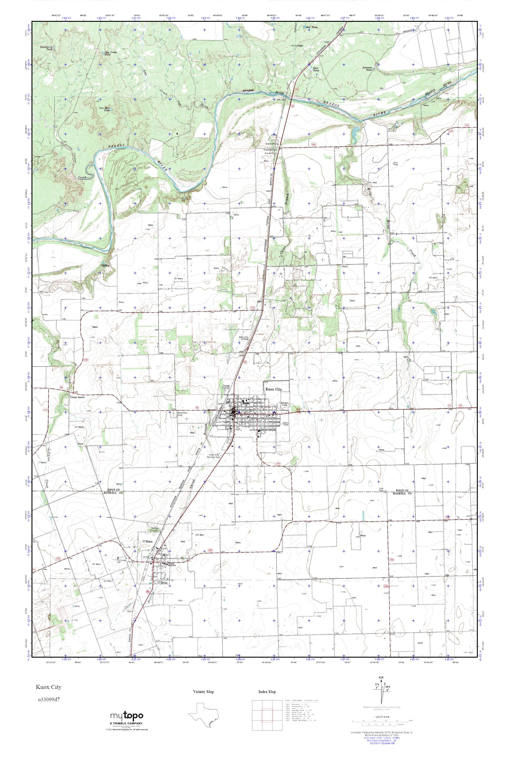 MyTopo Knox City, Texas USGS Quad Topo Map
