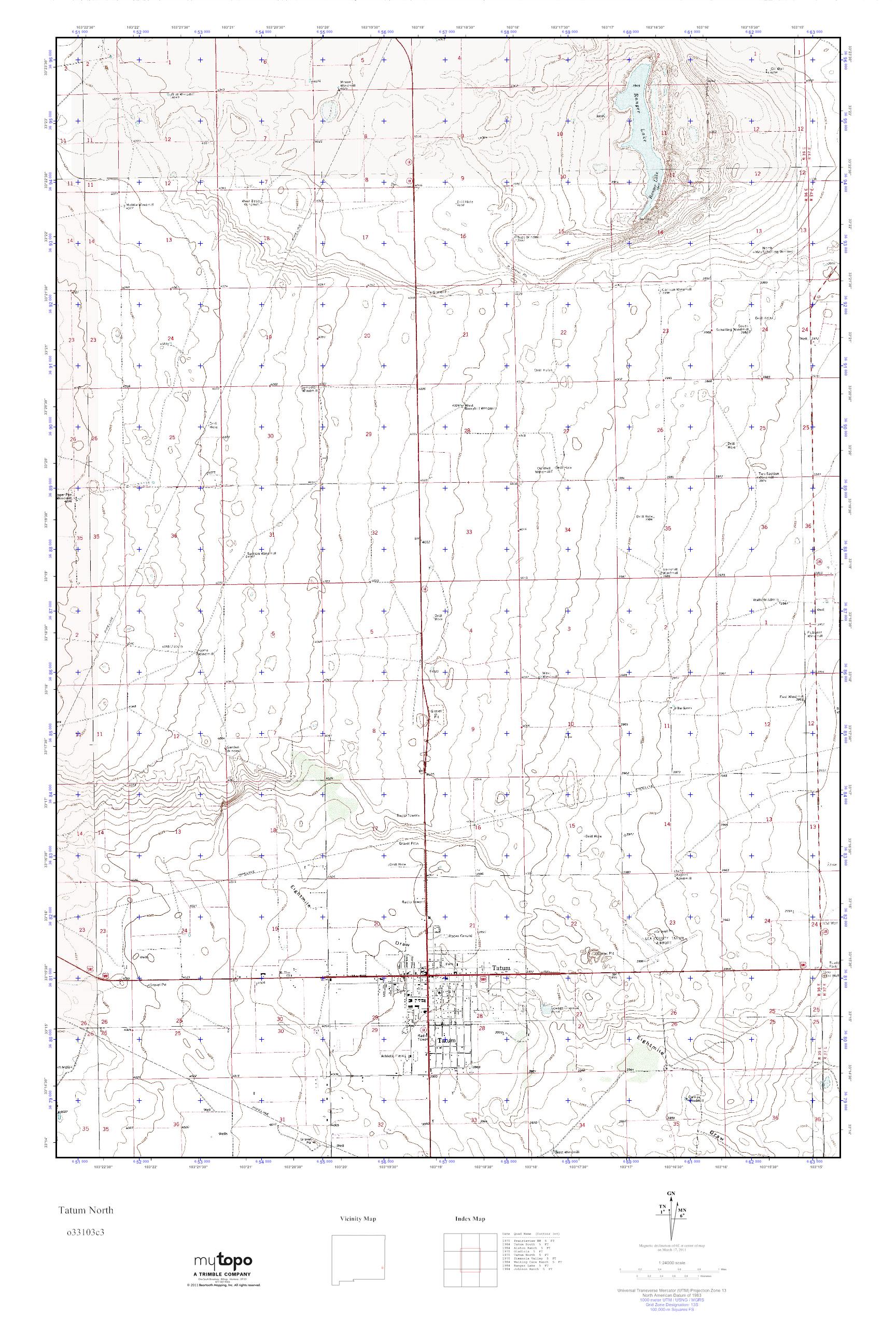 MyTopo Tatum North, New Mexico USGS Quad Topo Map