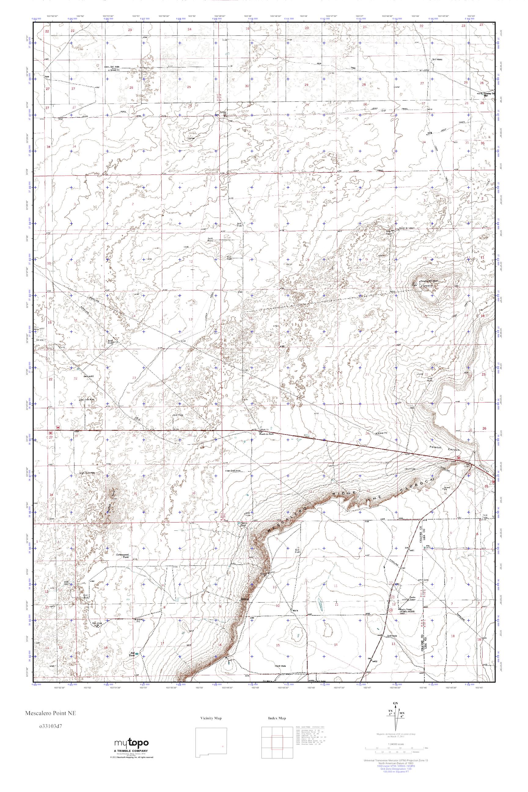 MyTopo Mescalero Point NE, New Mexico USGS Quad Topo Map