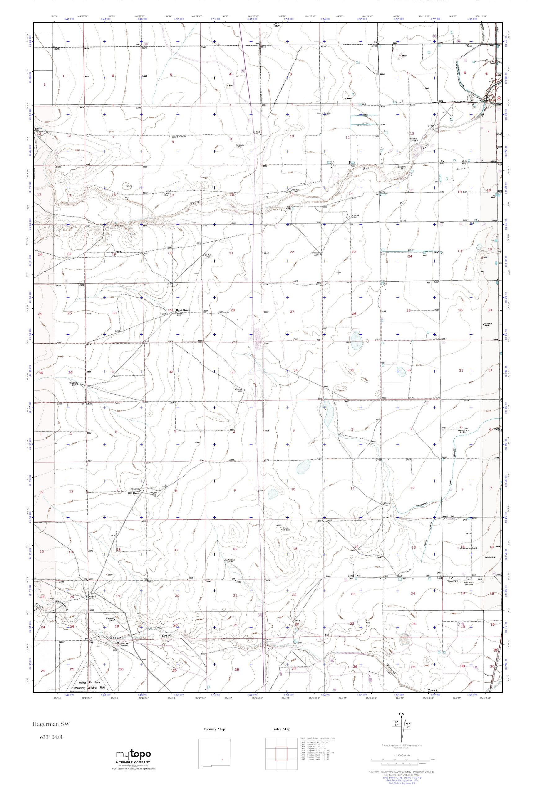 MyTopo Hagerman SW, New Mexico USGS Quad Topo Map