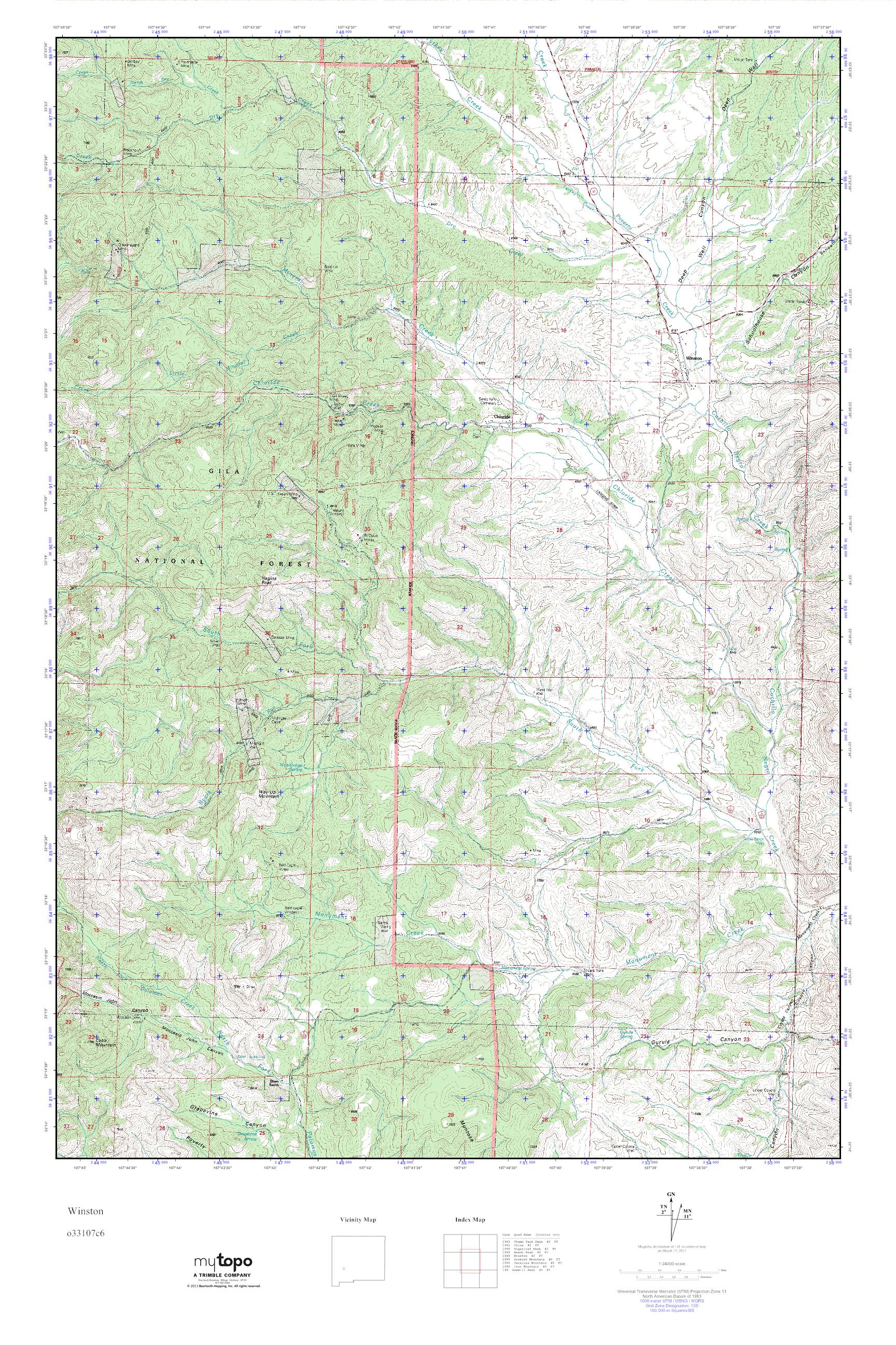 MyTopo Winston, New Mexico USGS Quad Topo Map