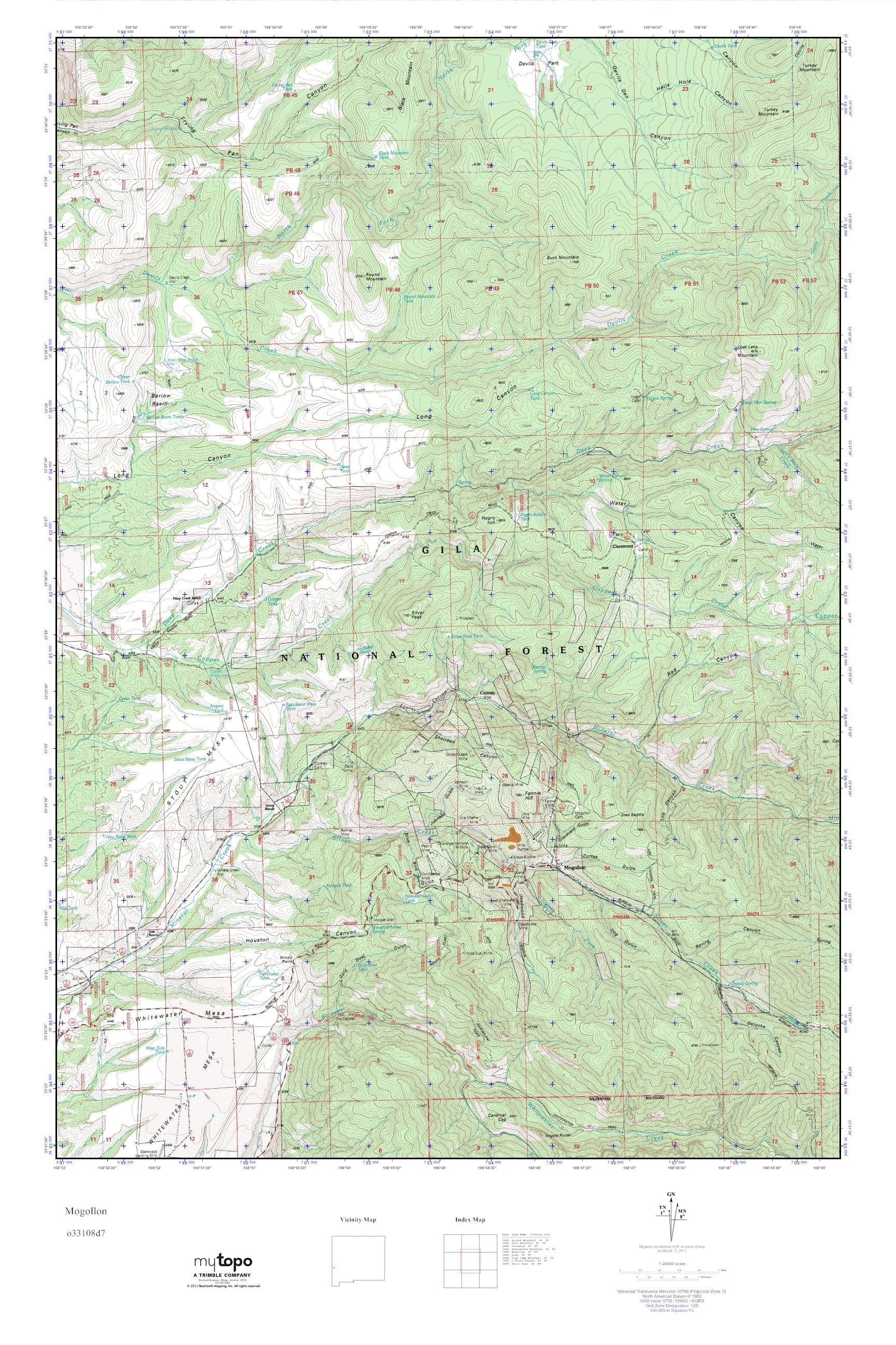 MyTopo Mogollon, New Mexico USGS Quad Topo Map