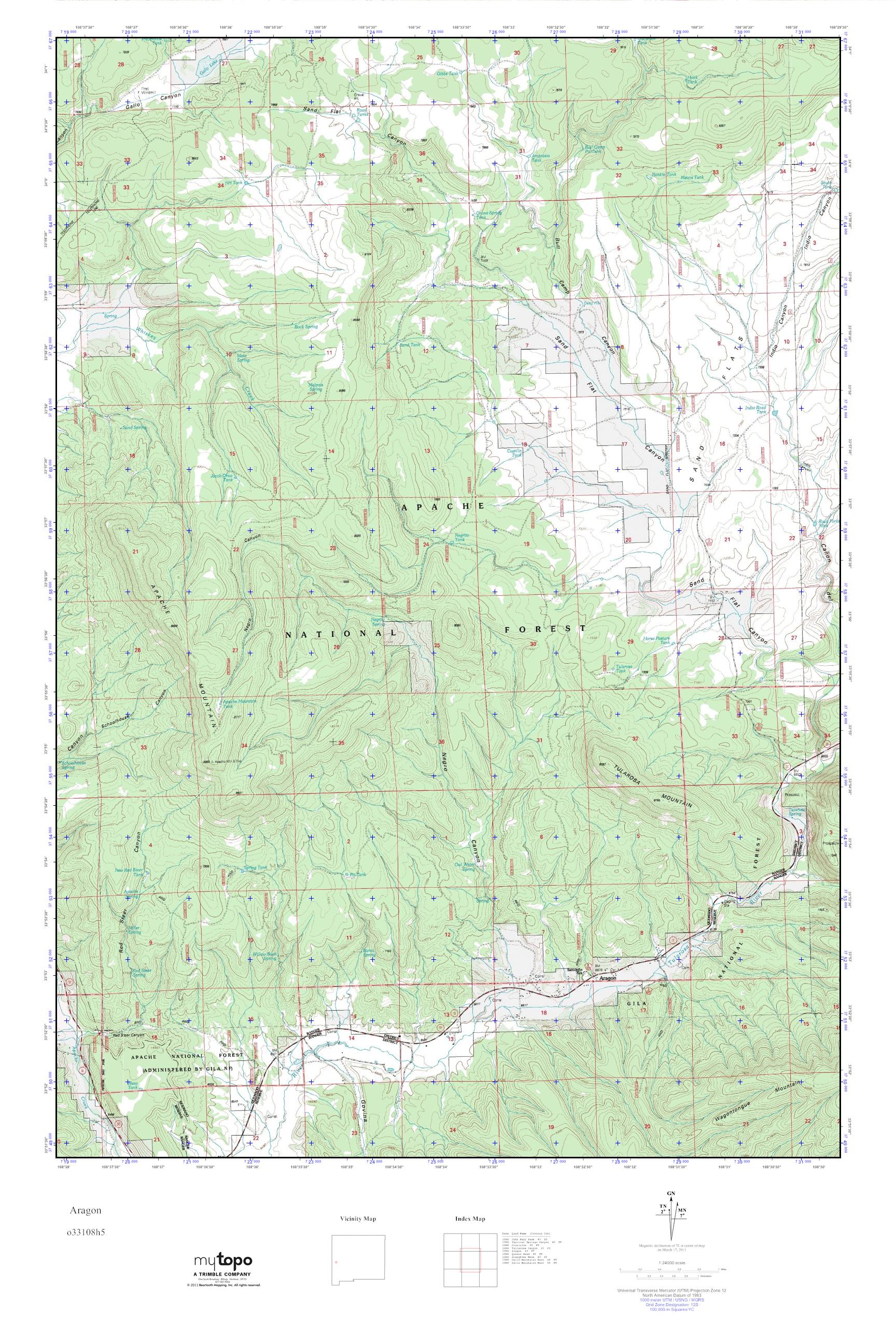 MyTopo Aragon, New Mexico USGS Quad Topo Map