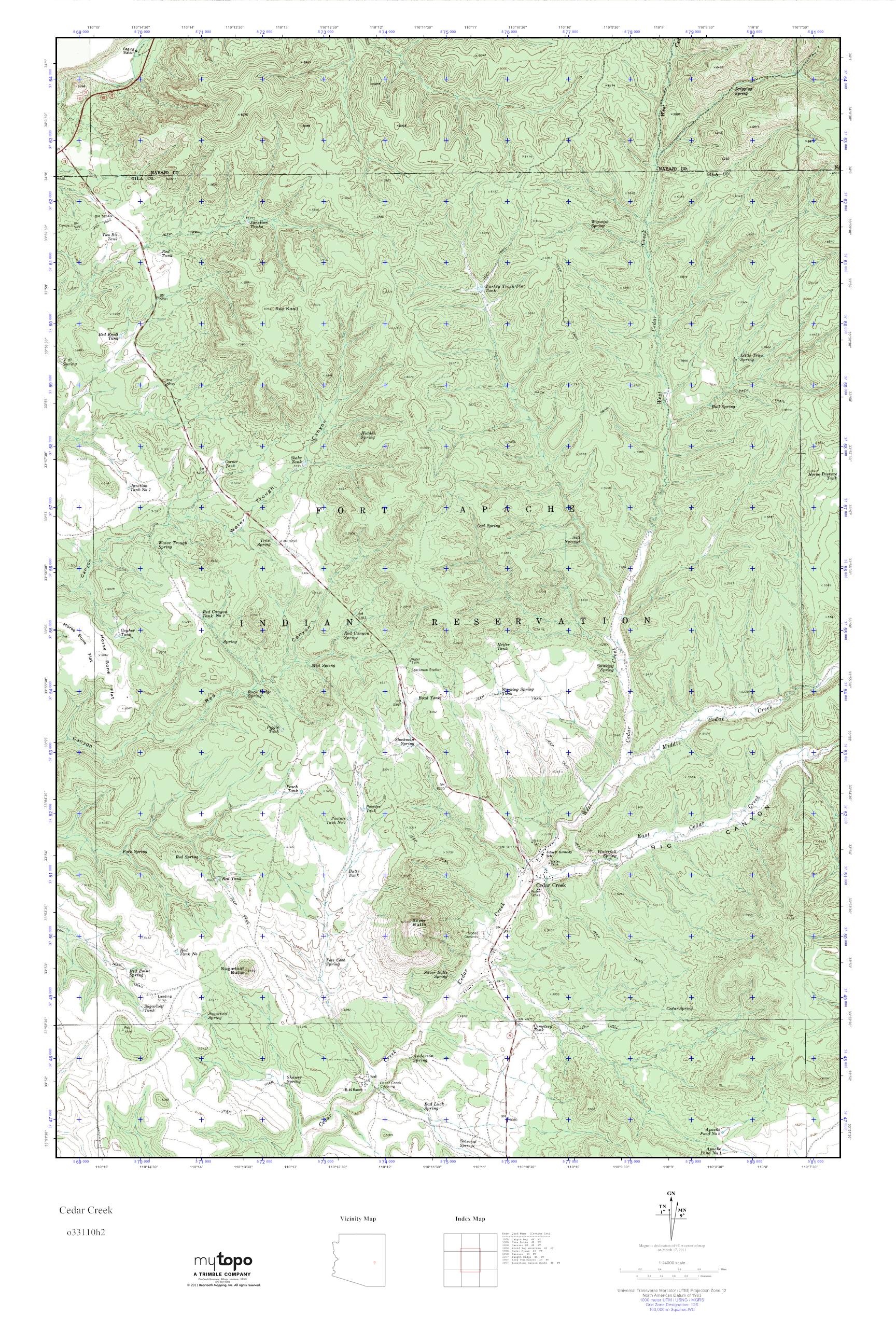 MyTopo Cedar Creek, Arizona USGS Quad Topo Map