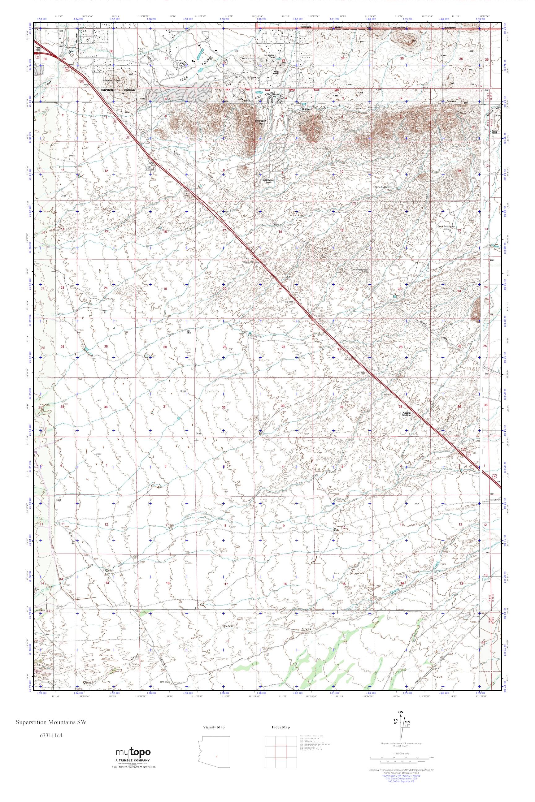 MyTopo Superstition Mountains SW, Arizona USGS Quad Topo Map