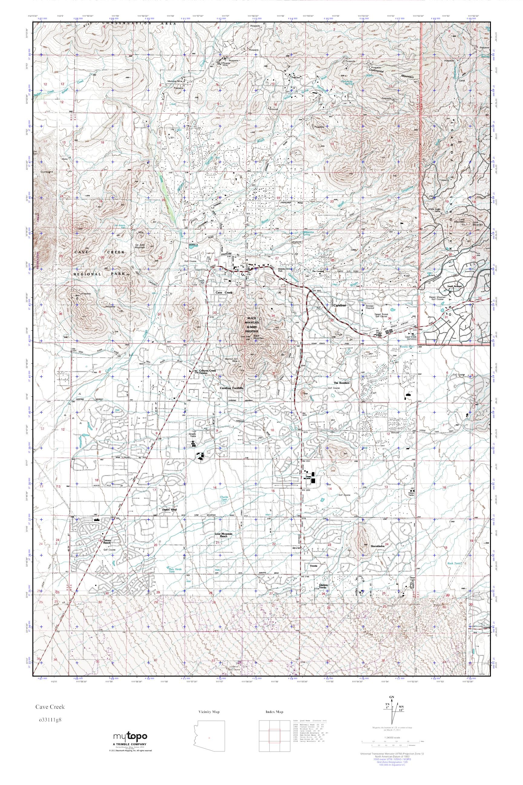 MyTopo Cave Creek, Arizona USGS Quad Topo Map