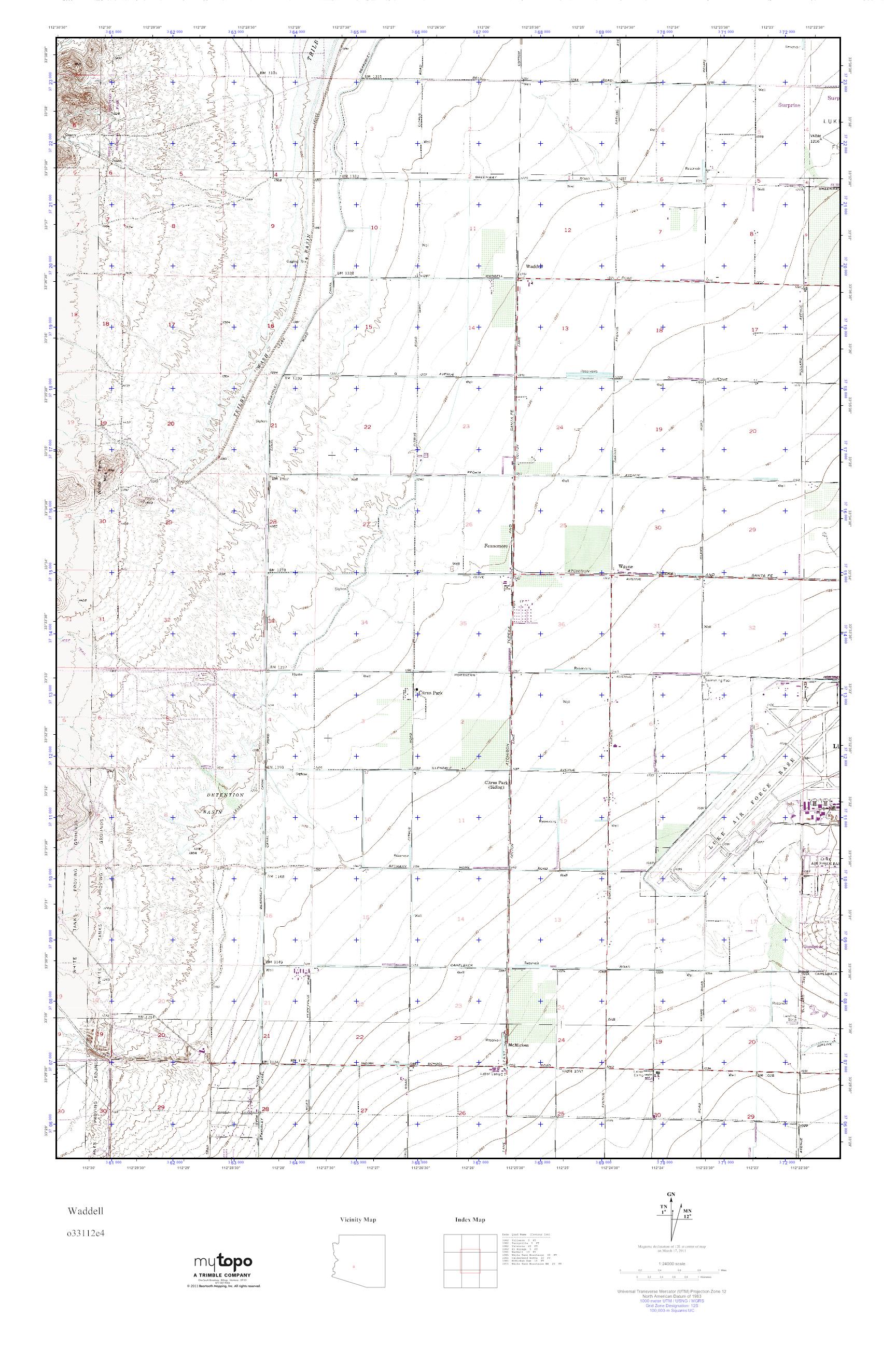 MyTopo Waddell, Arizona USGS Quad Topo Map
