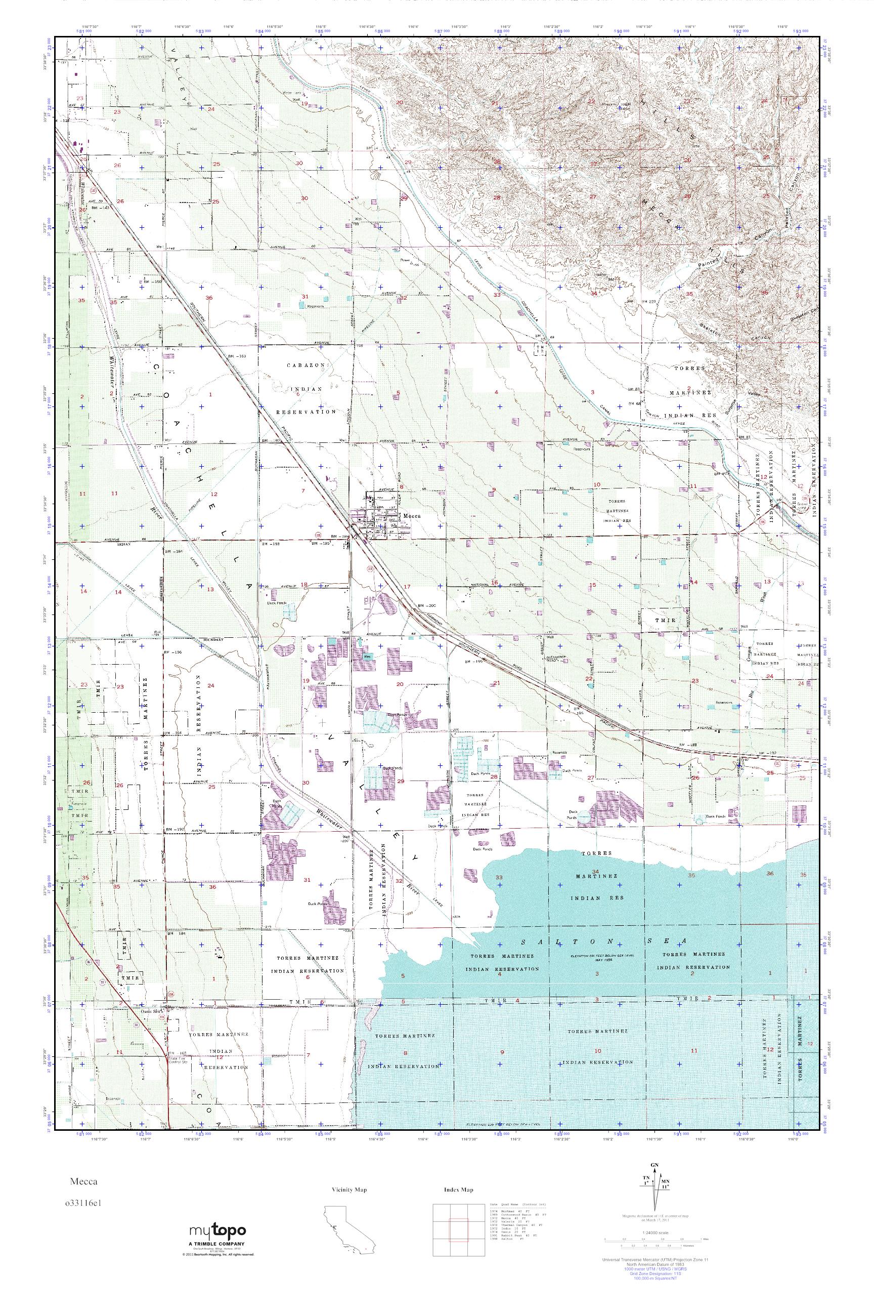MyTopo Mecca, California USGS Quad Topo Map