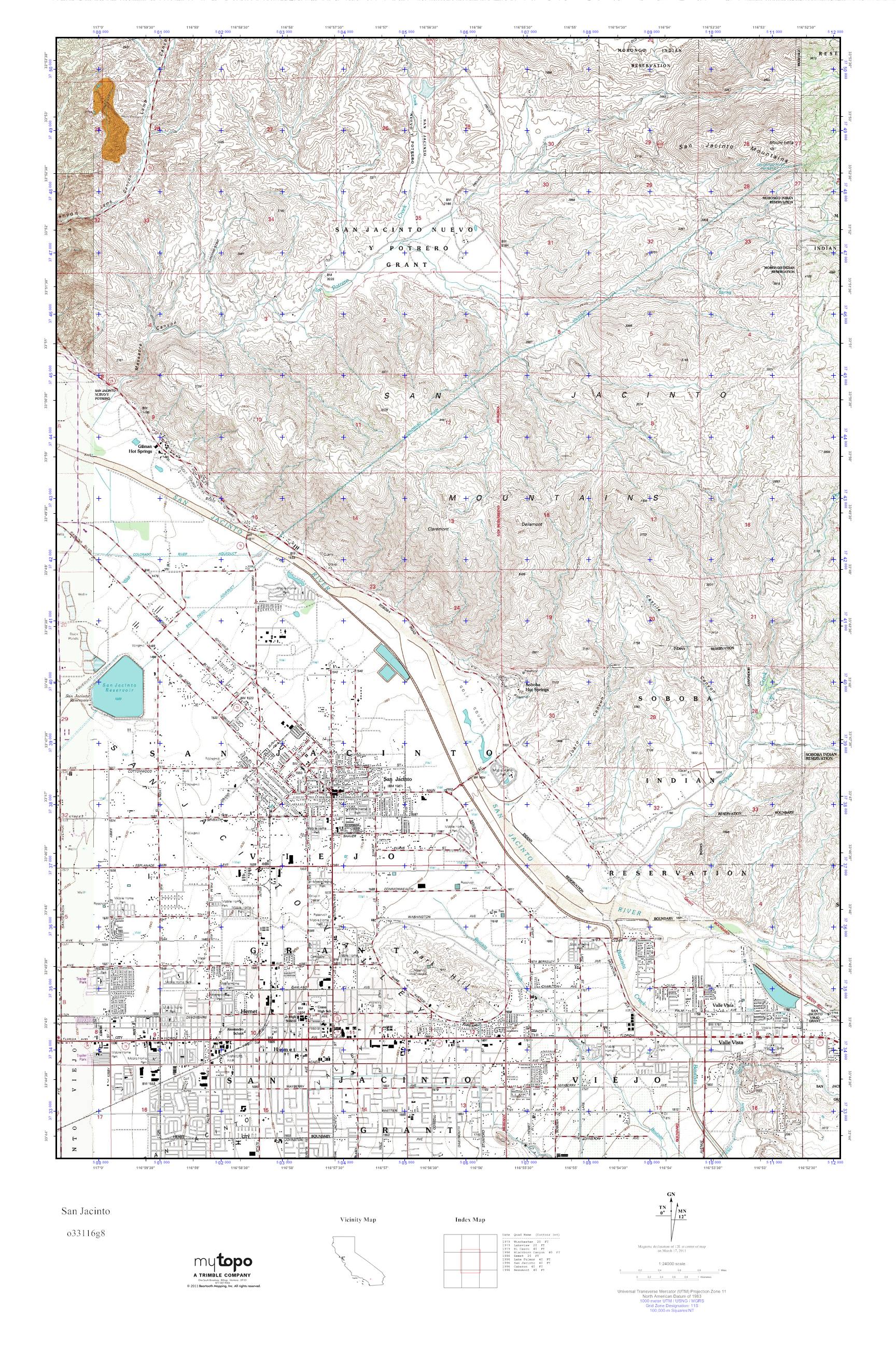 MyTopo San Jacinto, California USGS Quad Topo Map