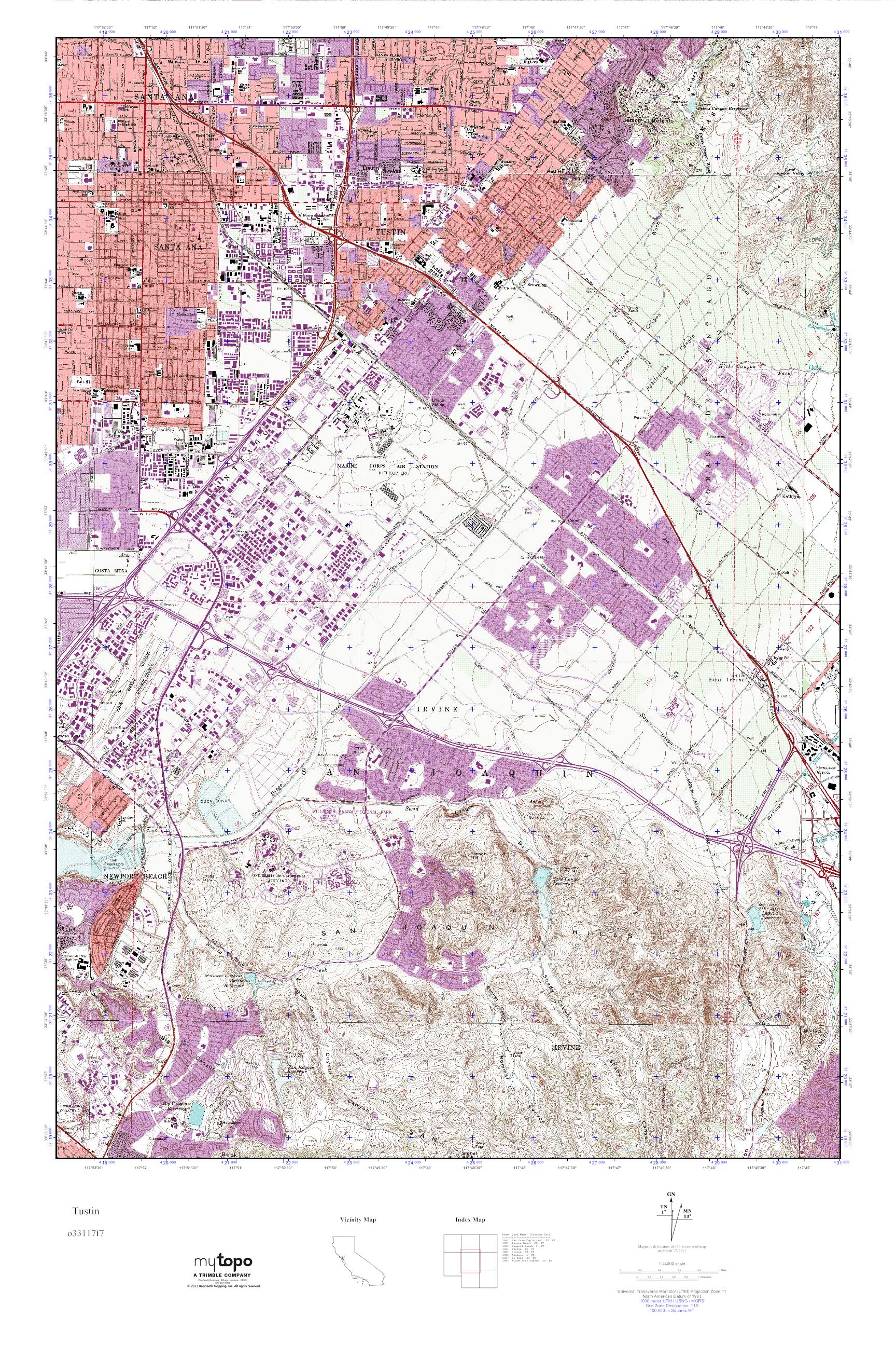 MyTopo Tustin, California USGS Quad Topo Map