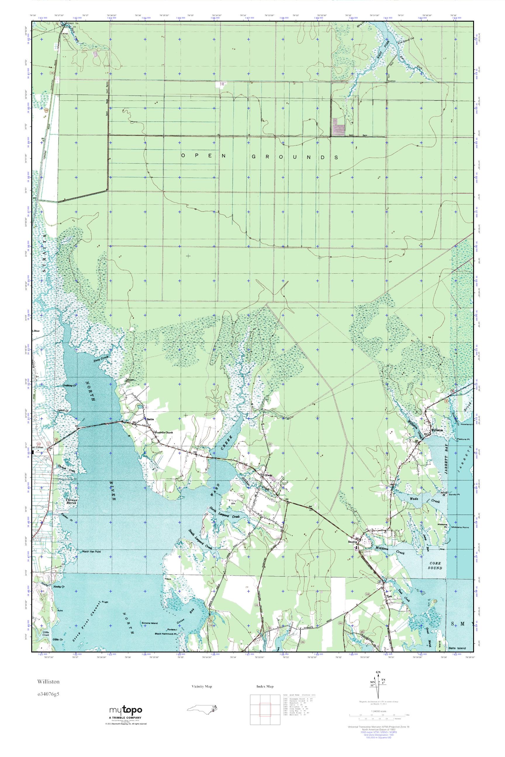 MyTopo Williston, North Carolina USGS Quad Topo Map