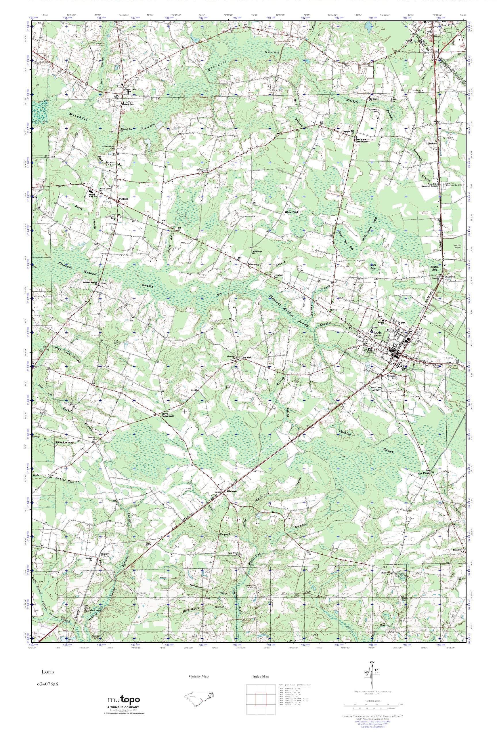 MyTopo Loris, South Carolina USGS Quad Topo Map