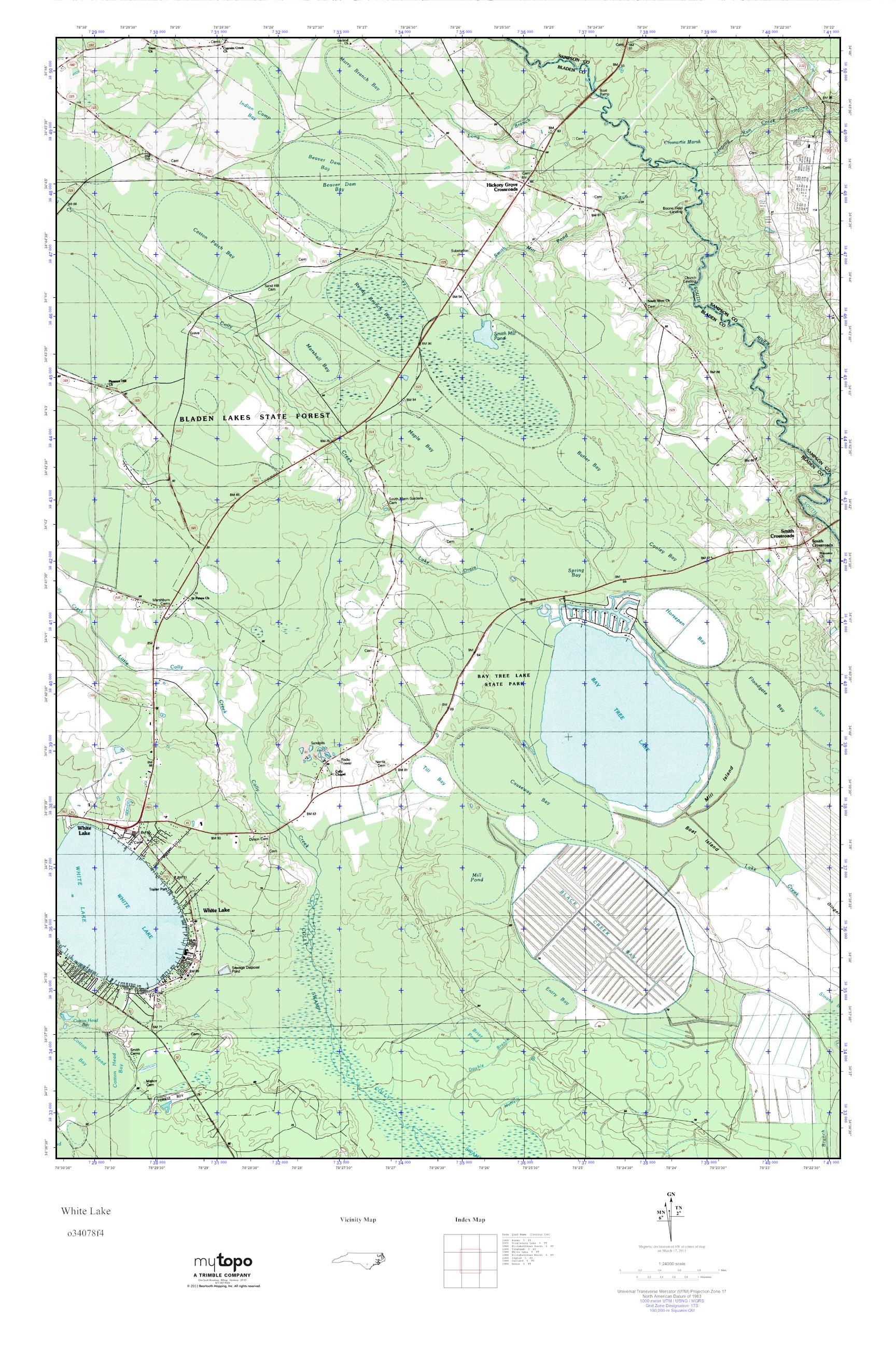mytopo-white-lake-north-carolina-usgs-quad-topo-map