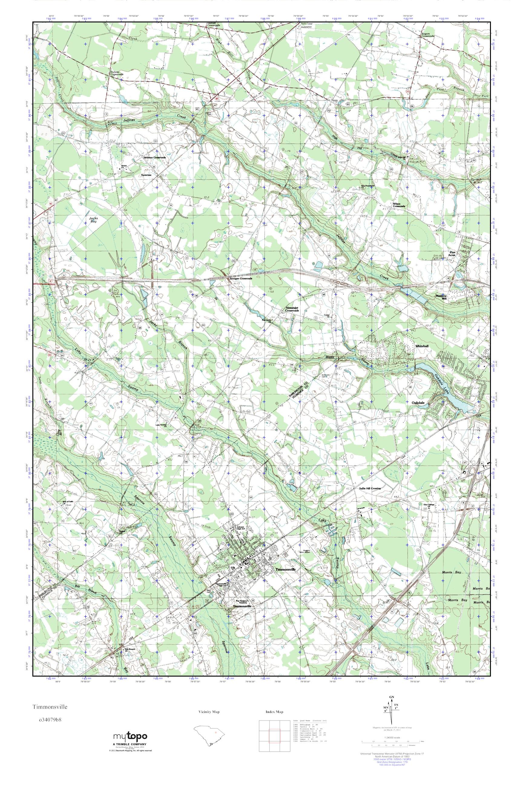 MyTopo Timmonsville, South Carolina USGS Quad Topo Map