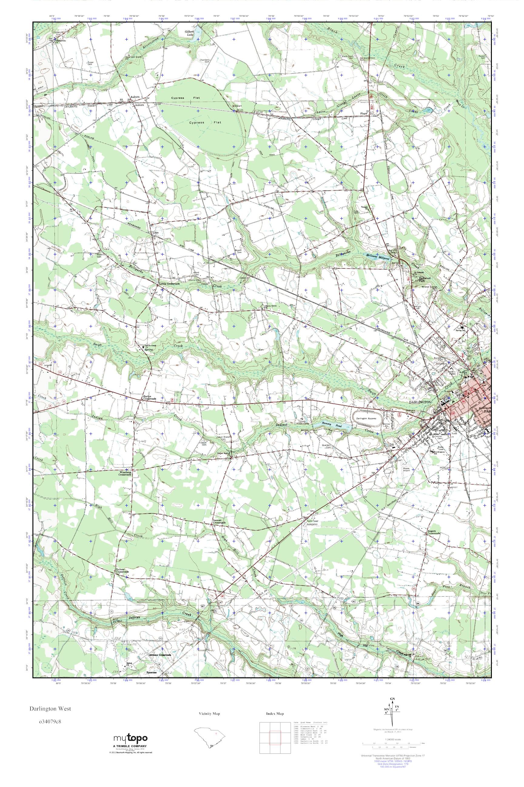 MyTopo Darlington West, South Carolina USGS Quad Topo Map