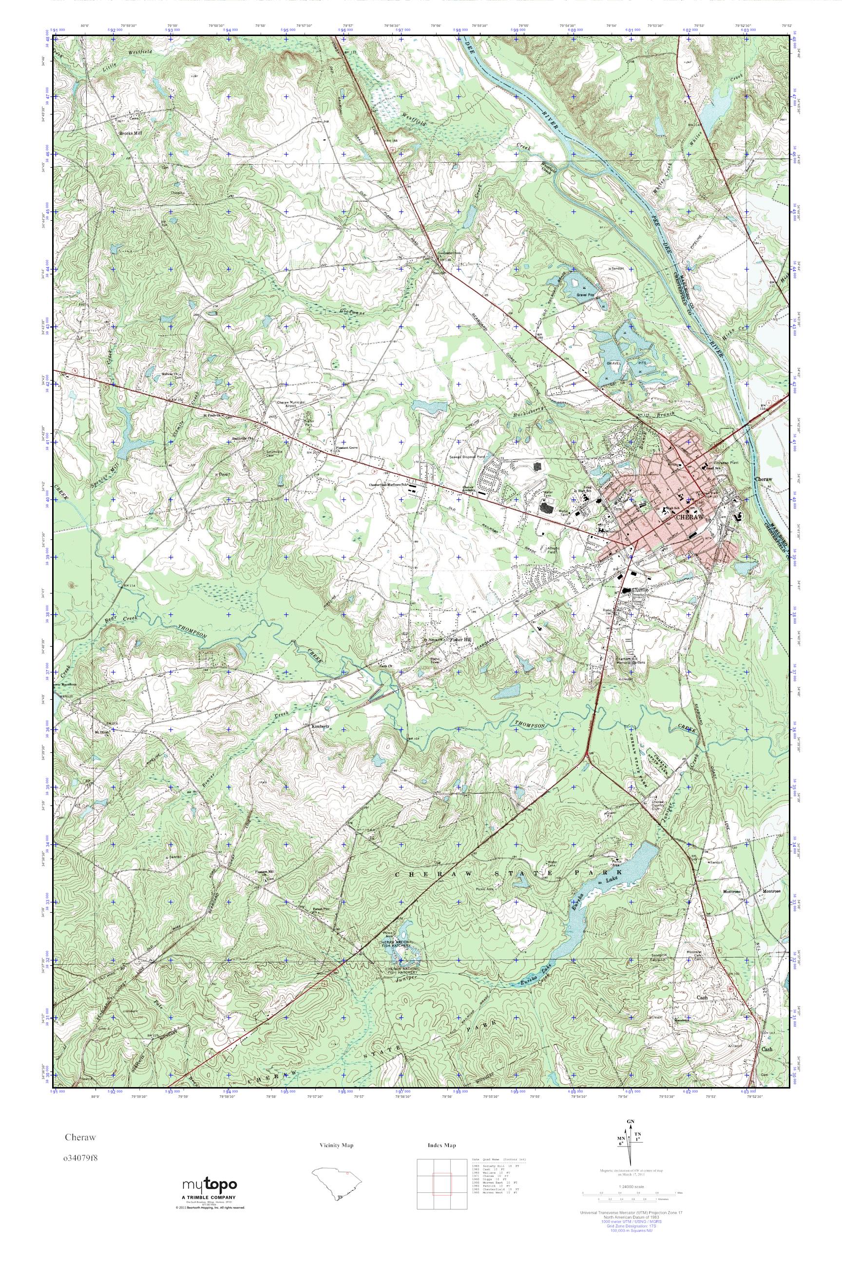 MyTopo Cheraw, South Carolina USGS Quad Topo Map