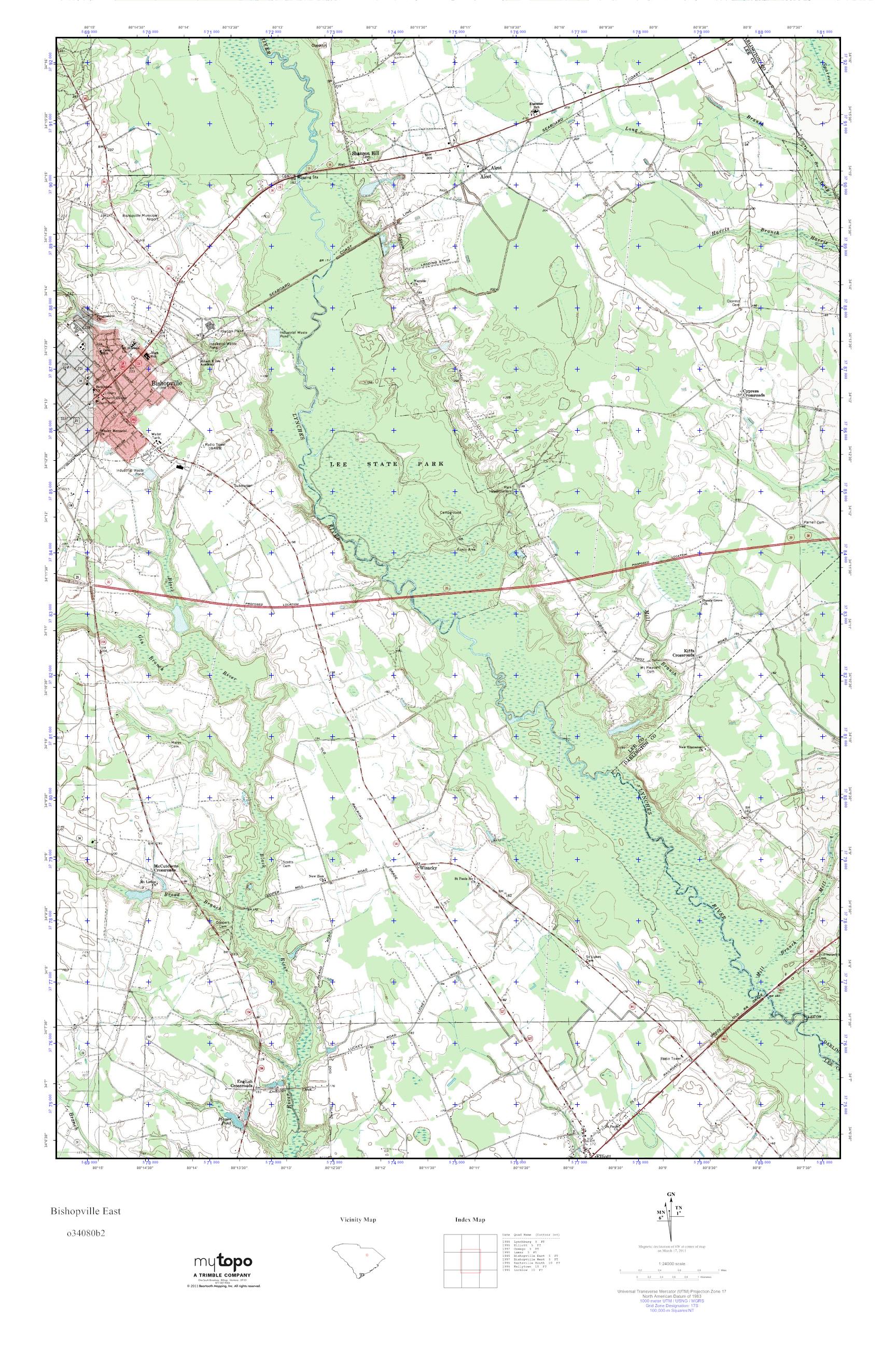 MyTopo East, South Carolina USGS Quad Topo Map