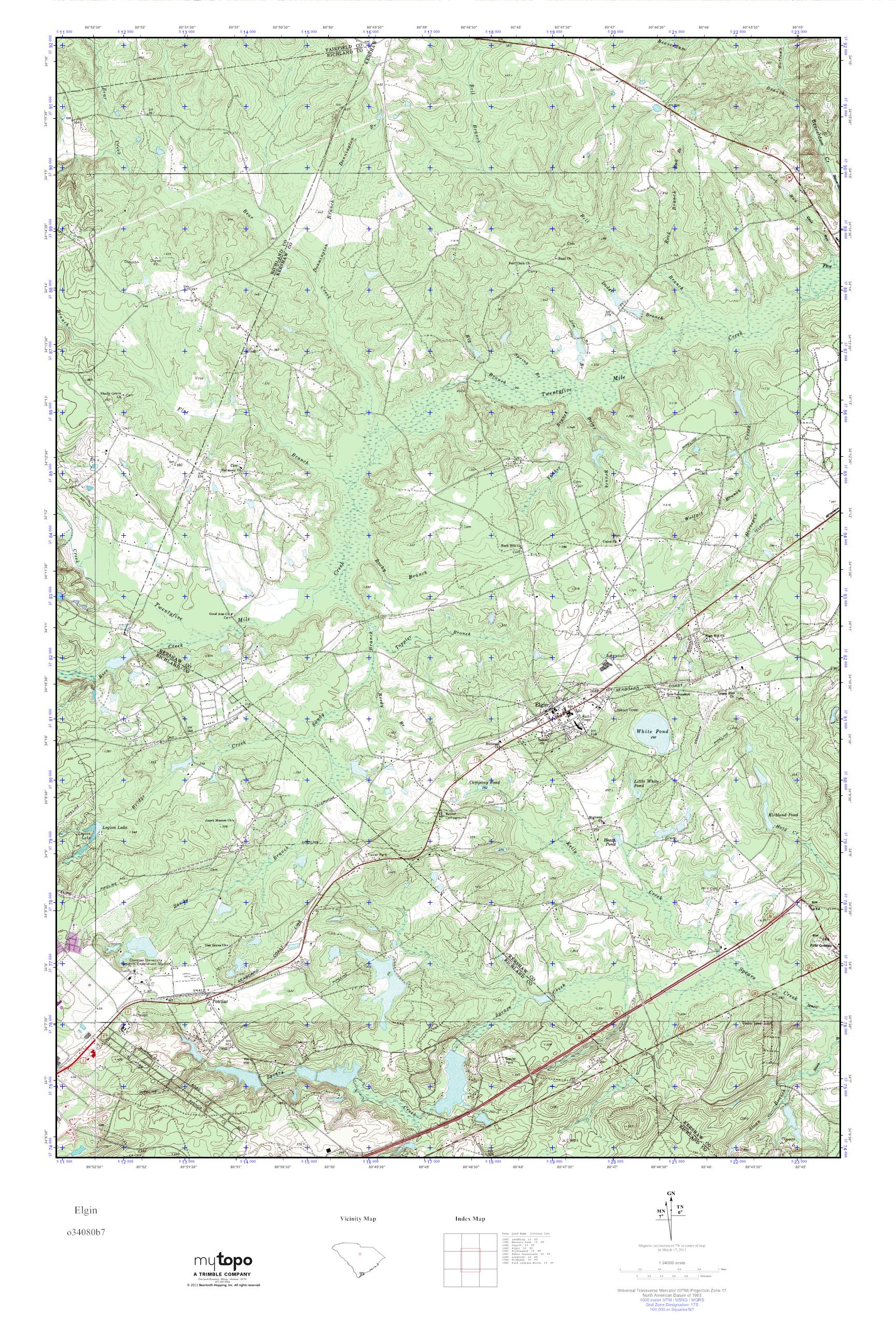 MyTopo Elgin, South Carolina USGS Quad Topo Map