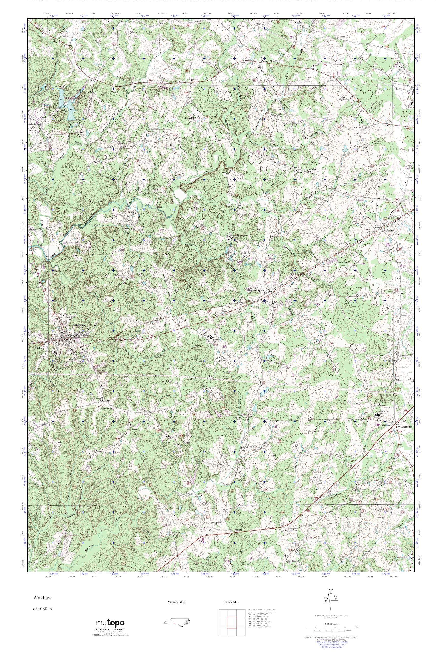 MyTopo Waxhaw, North Carolina USGS Quad Topo Map