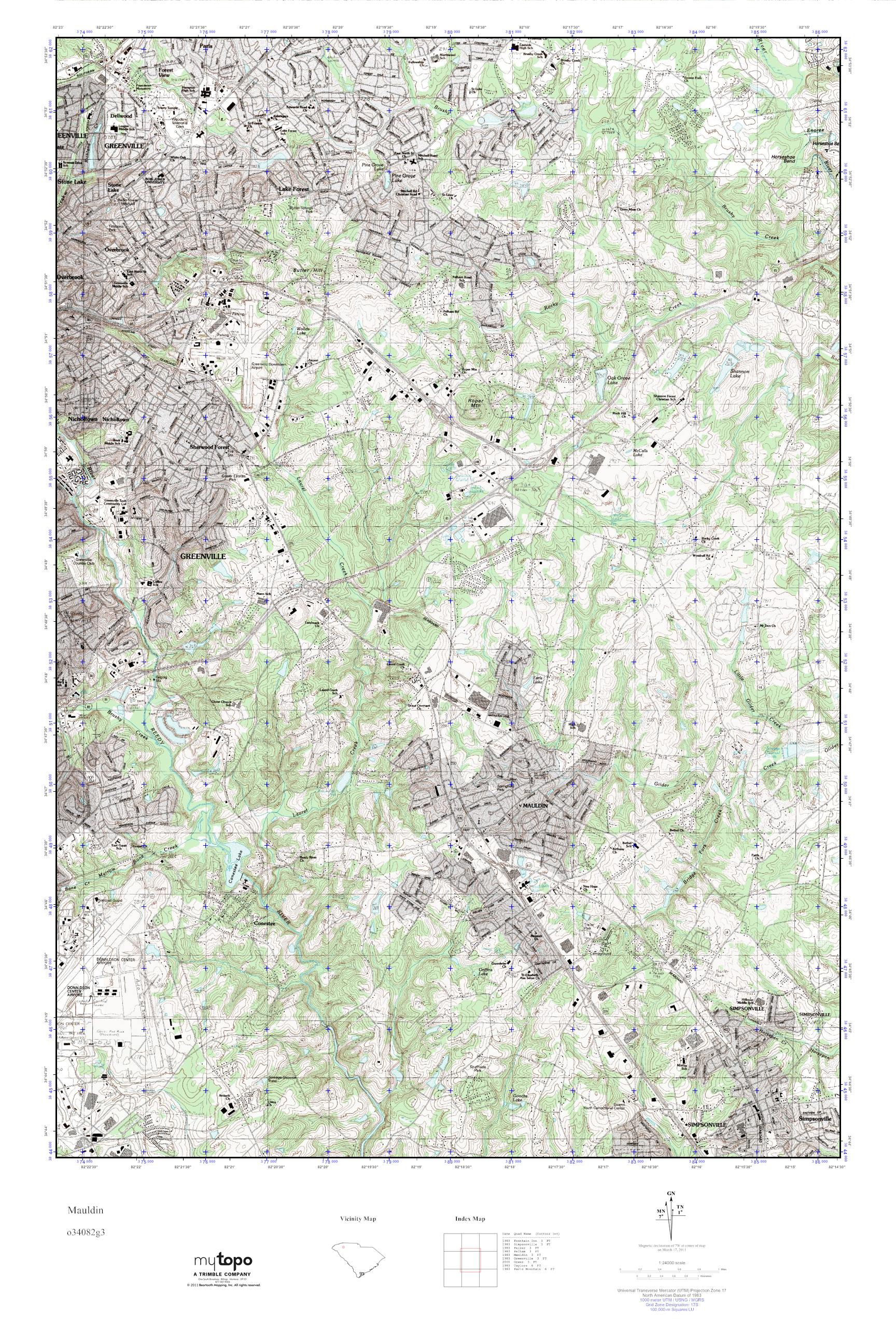 Old Maps Of Mauldin South Carolina