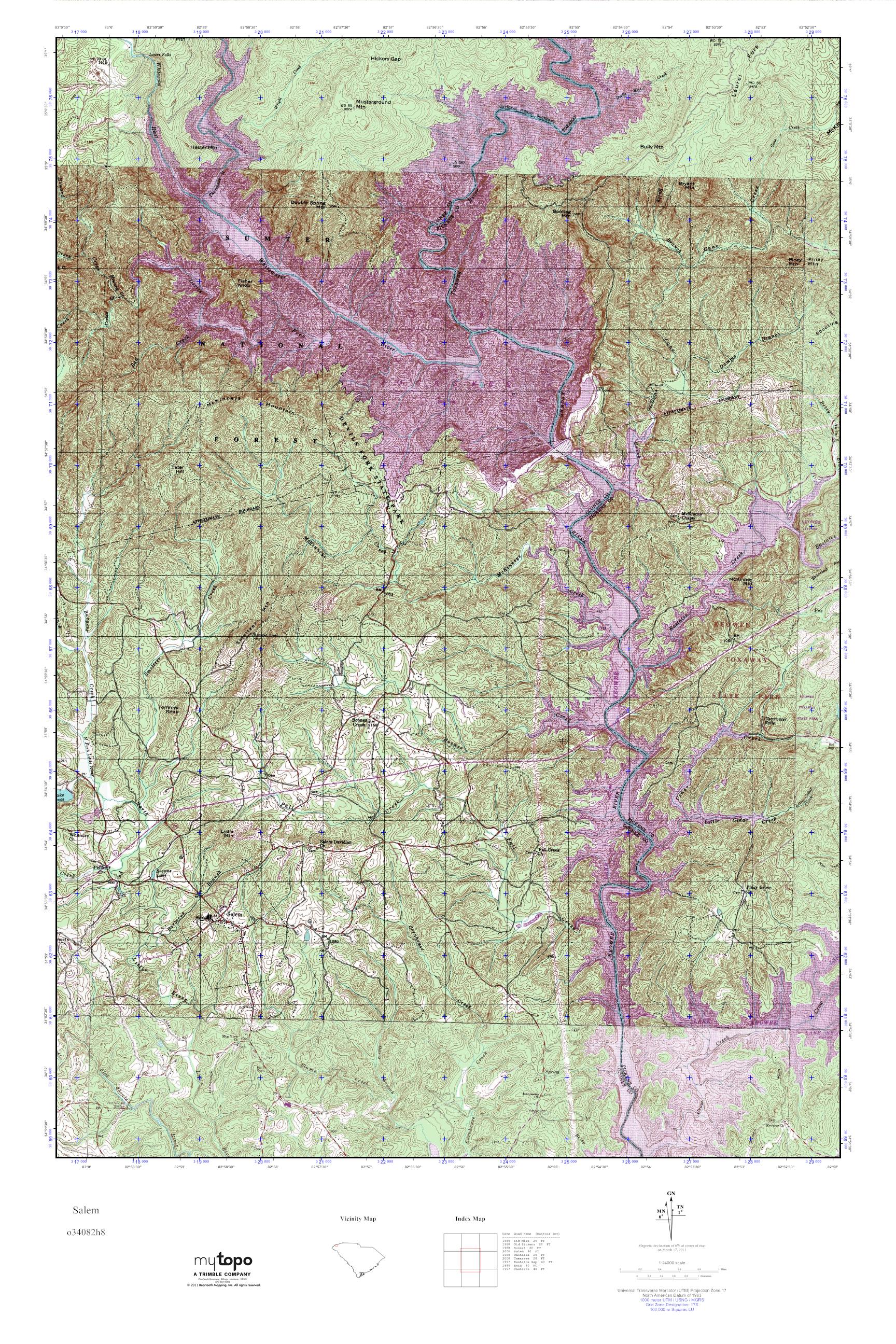 MyTopo Salem, South Carolina USGS Quad Topo Map