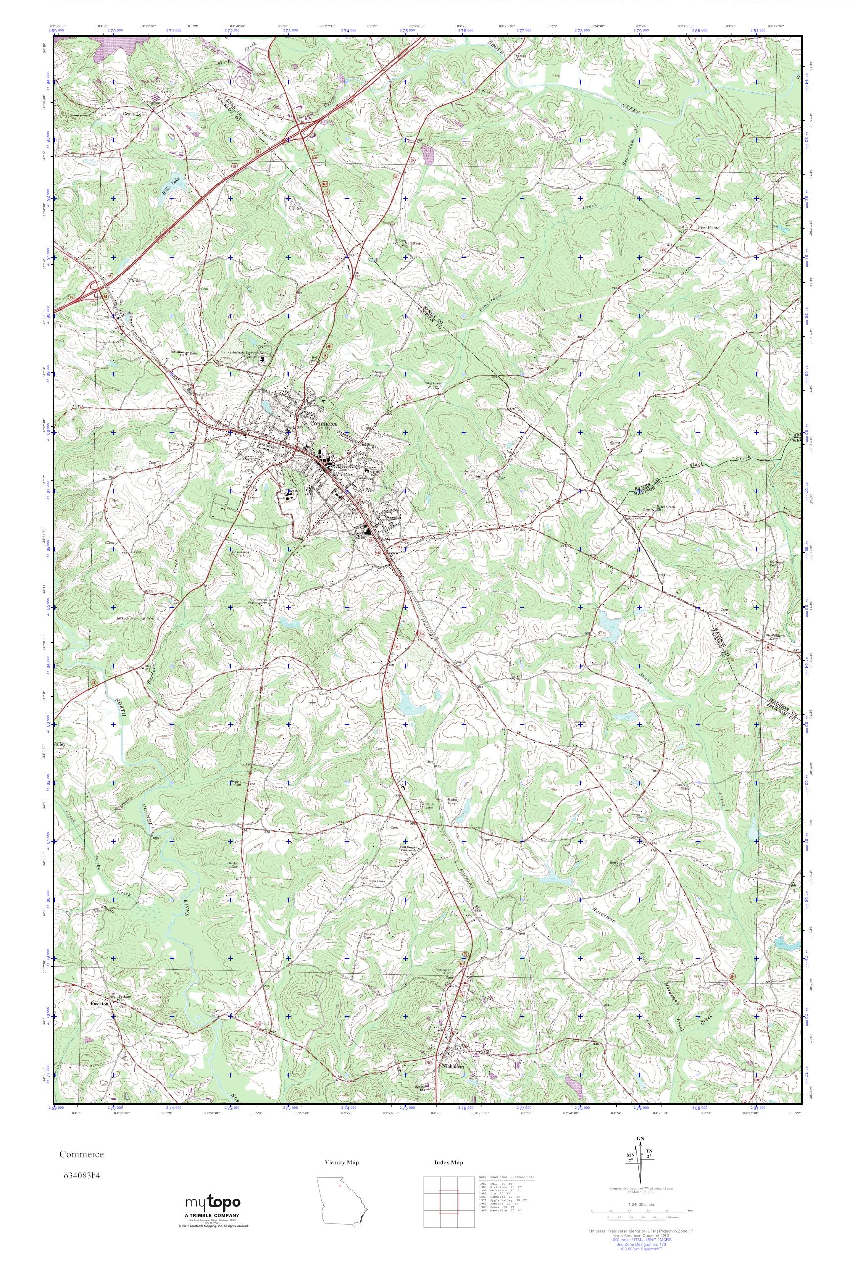 MyTopo Commerce, USGS Quad Topo Map