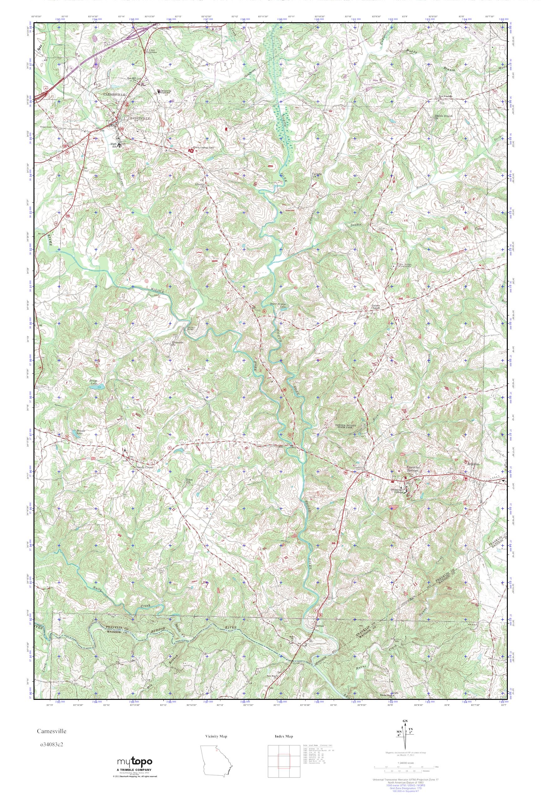 MyTopo Carnesville, USGS Quad Topo Map