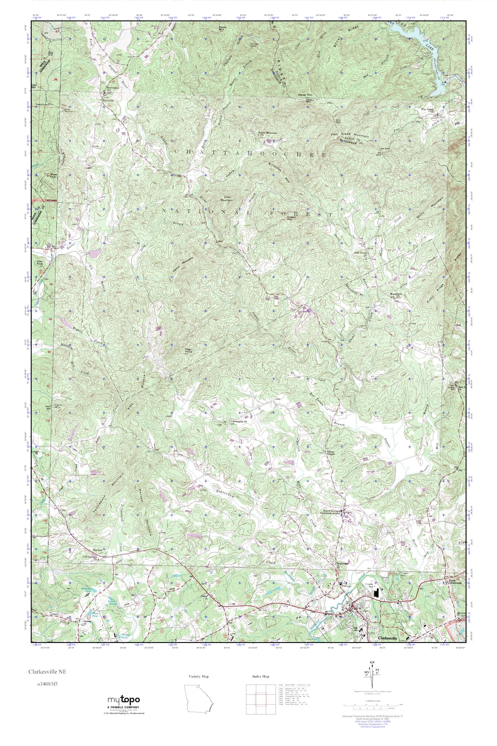 MyTopo Clarkesville NE, USGS Quad Topo Map