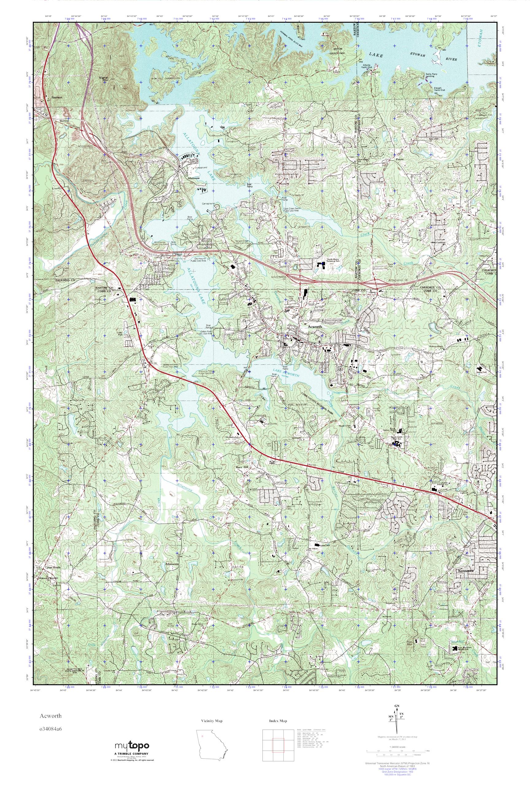 MyTopo Acworth, USGS Quad Topo Map