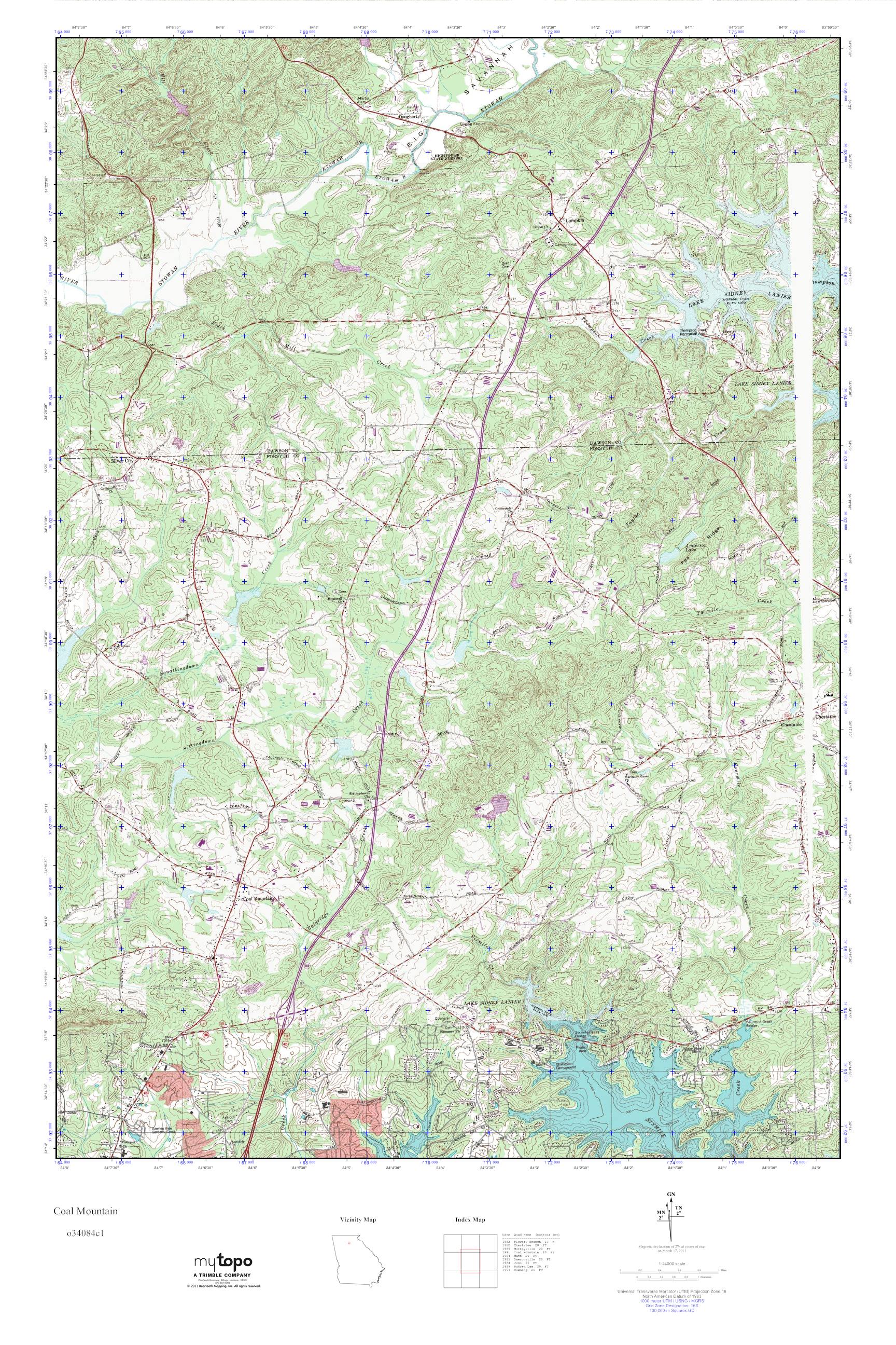 MyTopo Coal Mountain, USGS Quad Topo Map