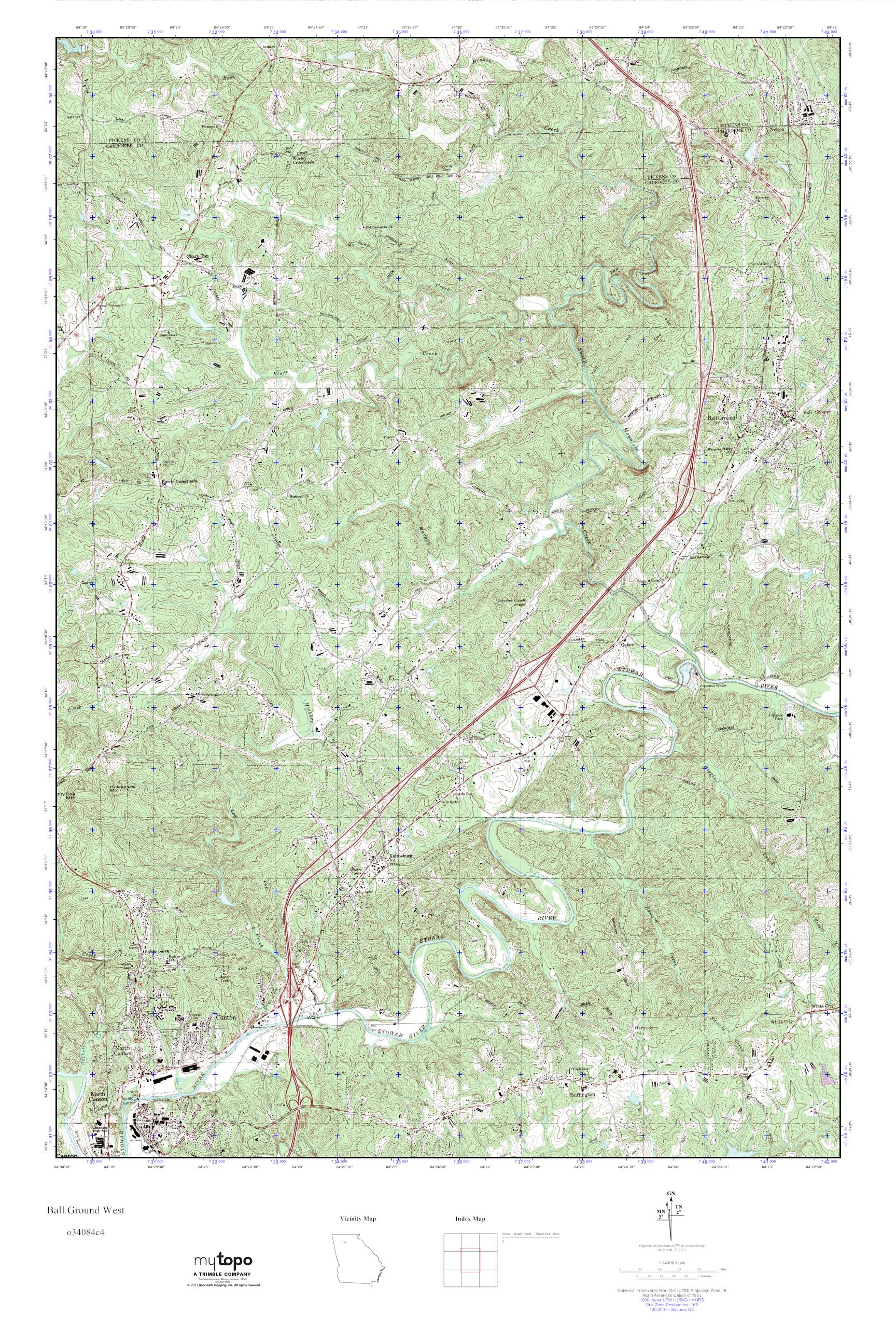 MyTopo Ball Ground West, USGS Quad Topo Map