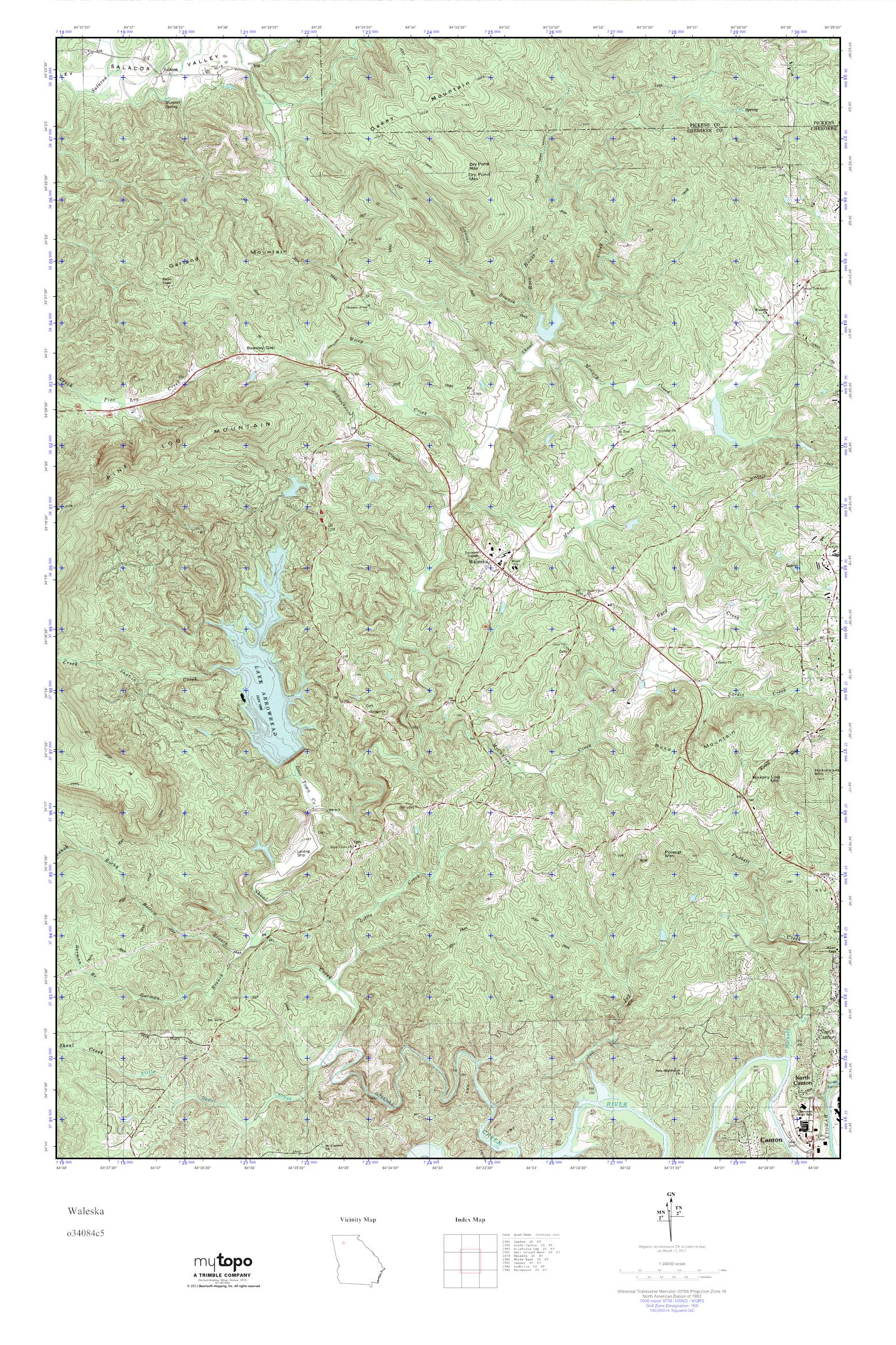 MyTopo Waleska, USGS Quad Topo Map