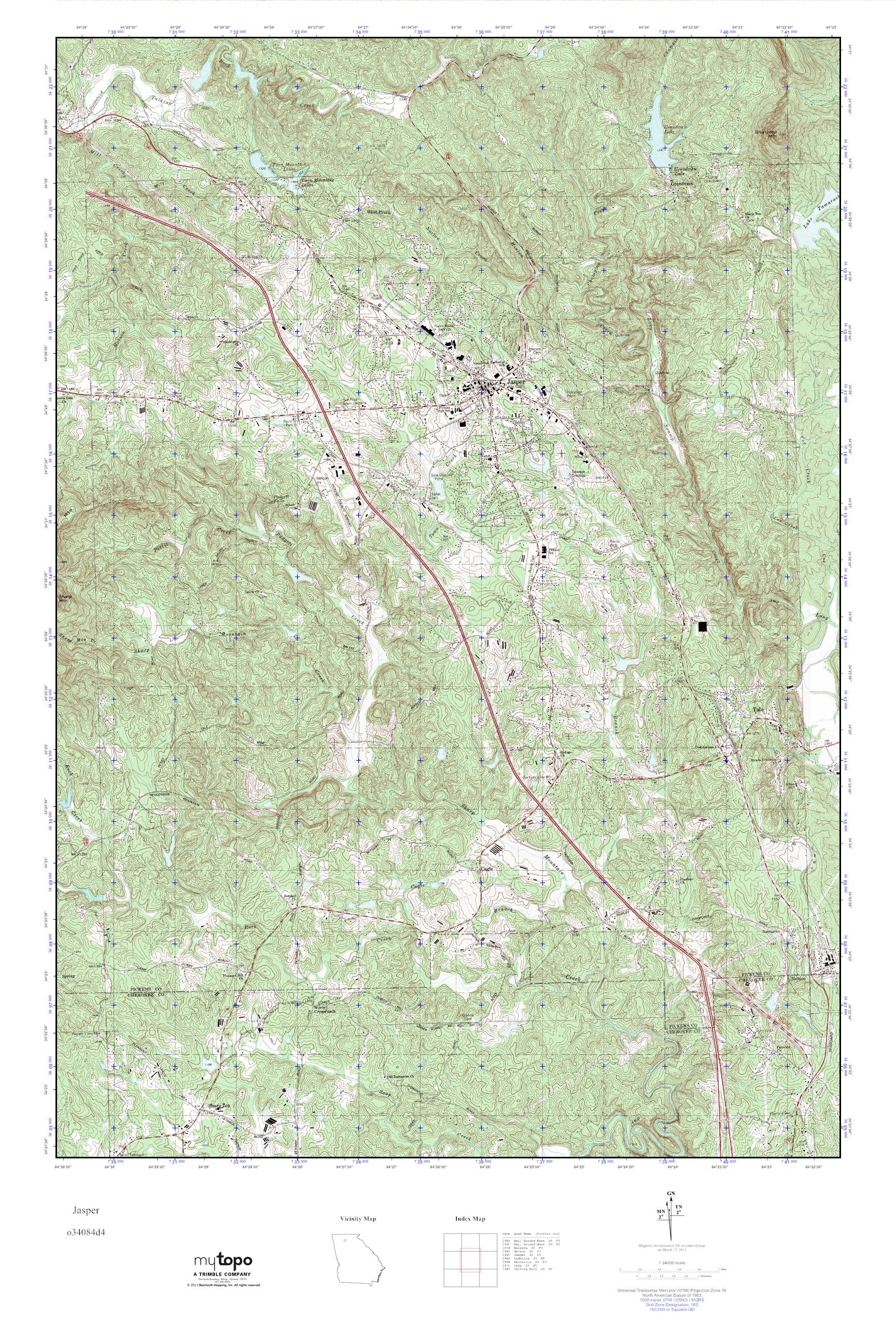 MyTopo Jasper, USGS Quad Topo Map