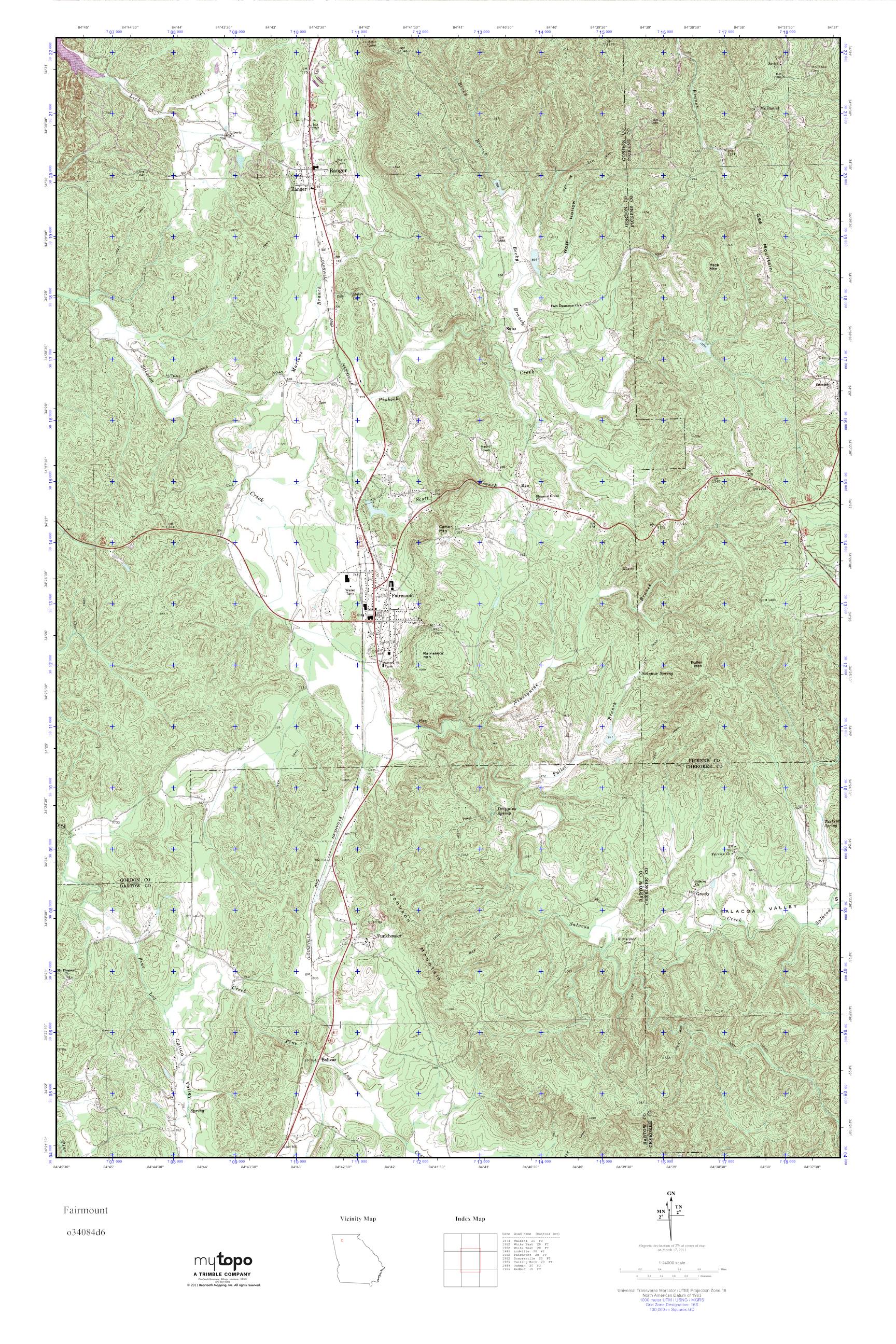 MyTopo Fairmount, USGS Quad Topo Map